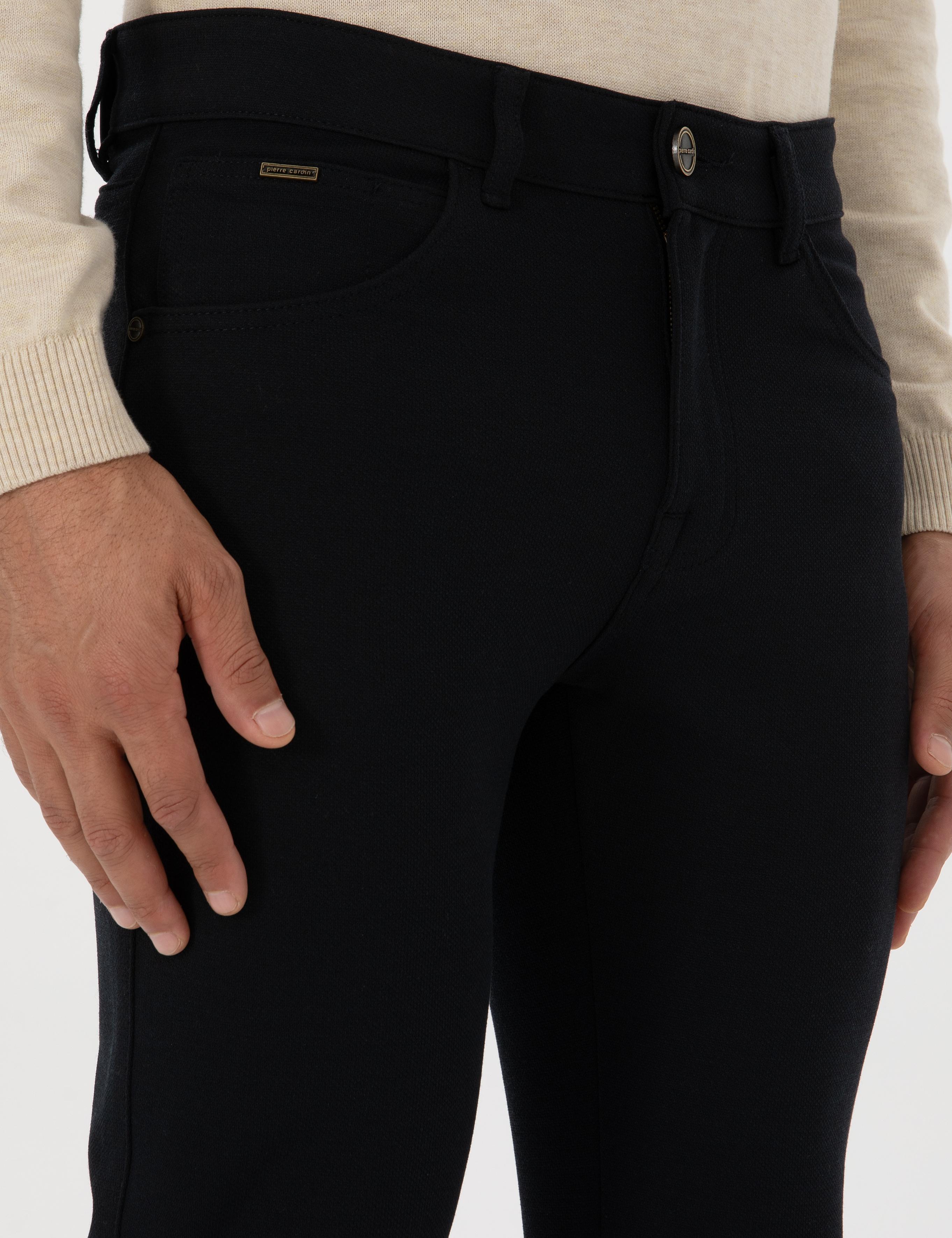 Lacivert Slim Fit Kanvas Pantolon