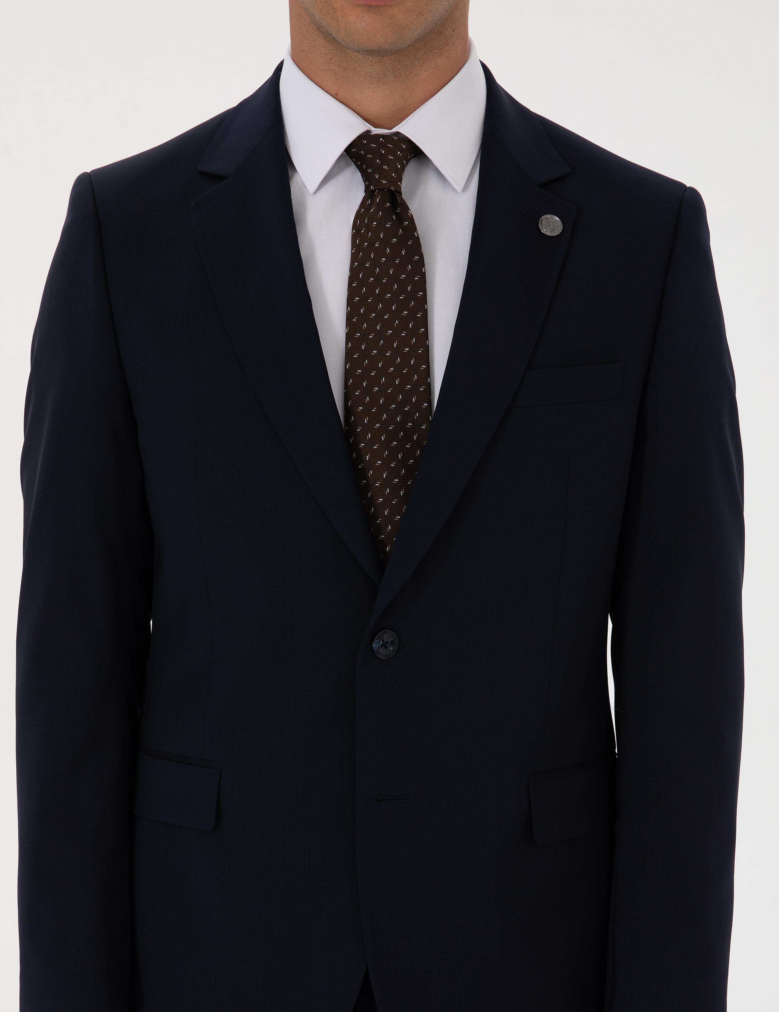 Lacivert Slim Fit %100 Yün Takım Elbise