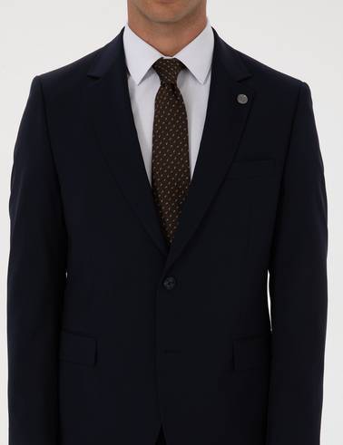 Lacivert Slim Fit %100 Yün Takım Elbise