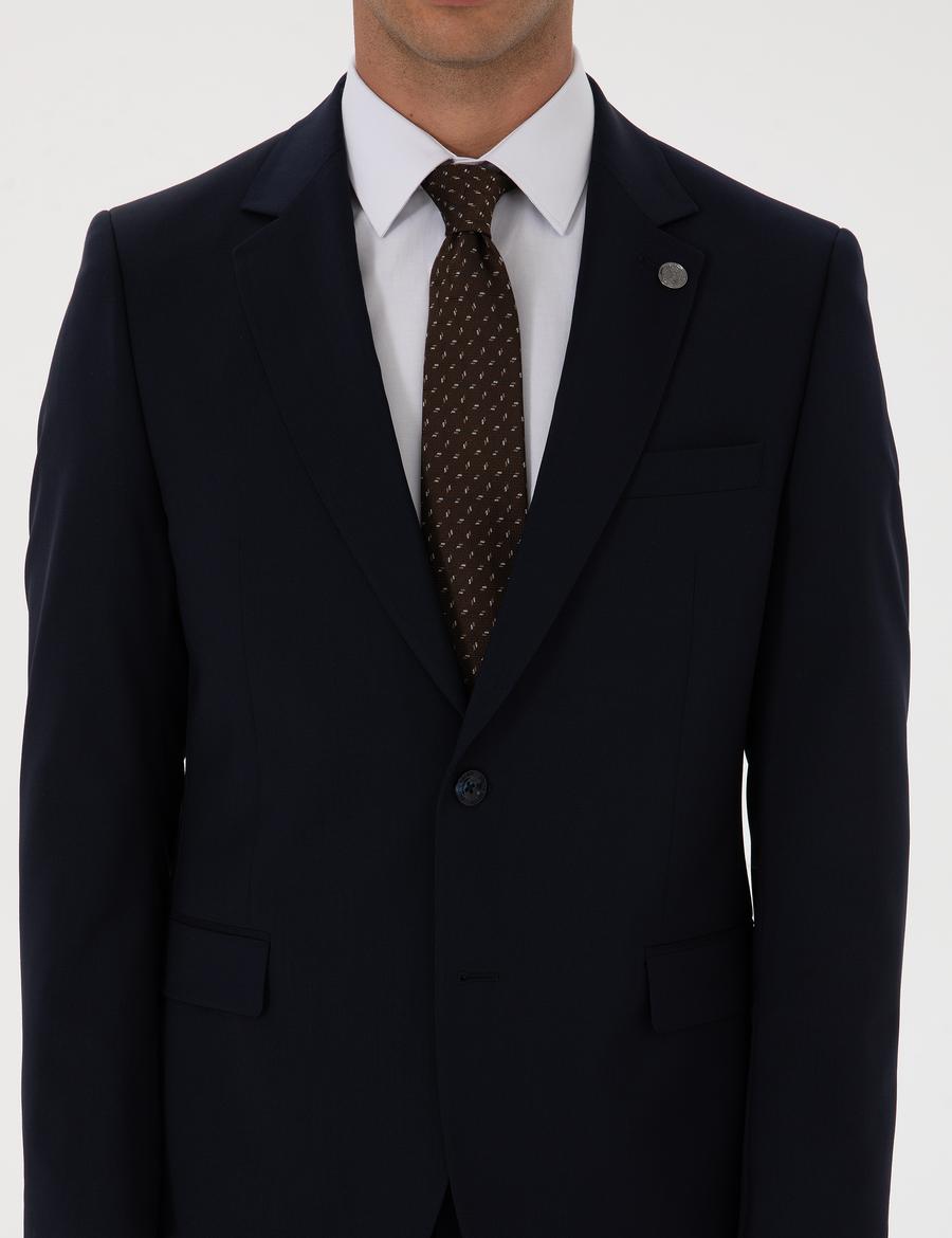 Lacivert Slim Fit %100 Yün Takım Elbise