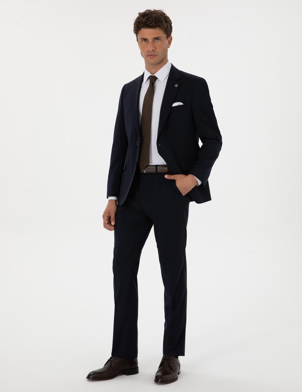 Lacivert Slim Fit %100 Yün Takım Elbise - 50313966056