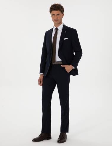Lacivert Slim Fit %100 Yün Takım Elbise