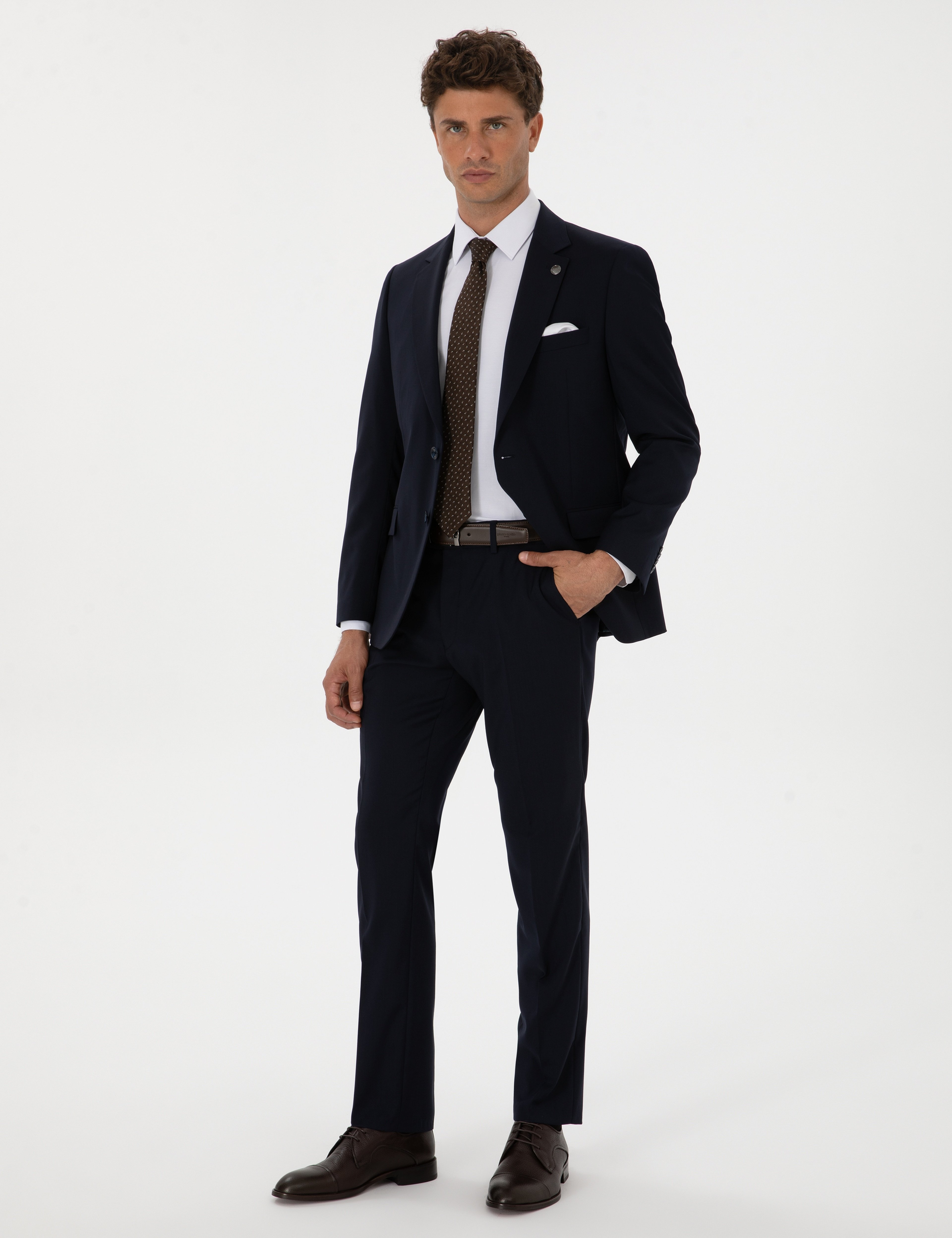 Lacivert Slim Fit %100 Yün Takım Elbise - Image 4