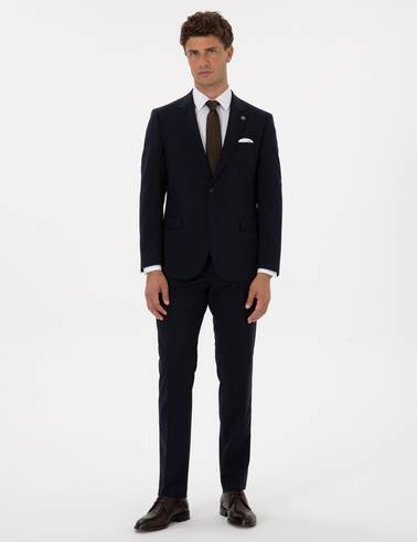 Lacivert Slim Fit %100 Yün Takım Elbise