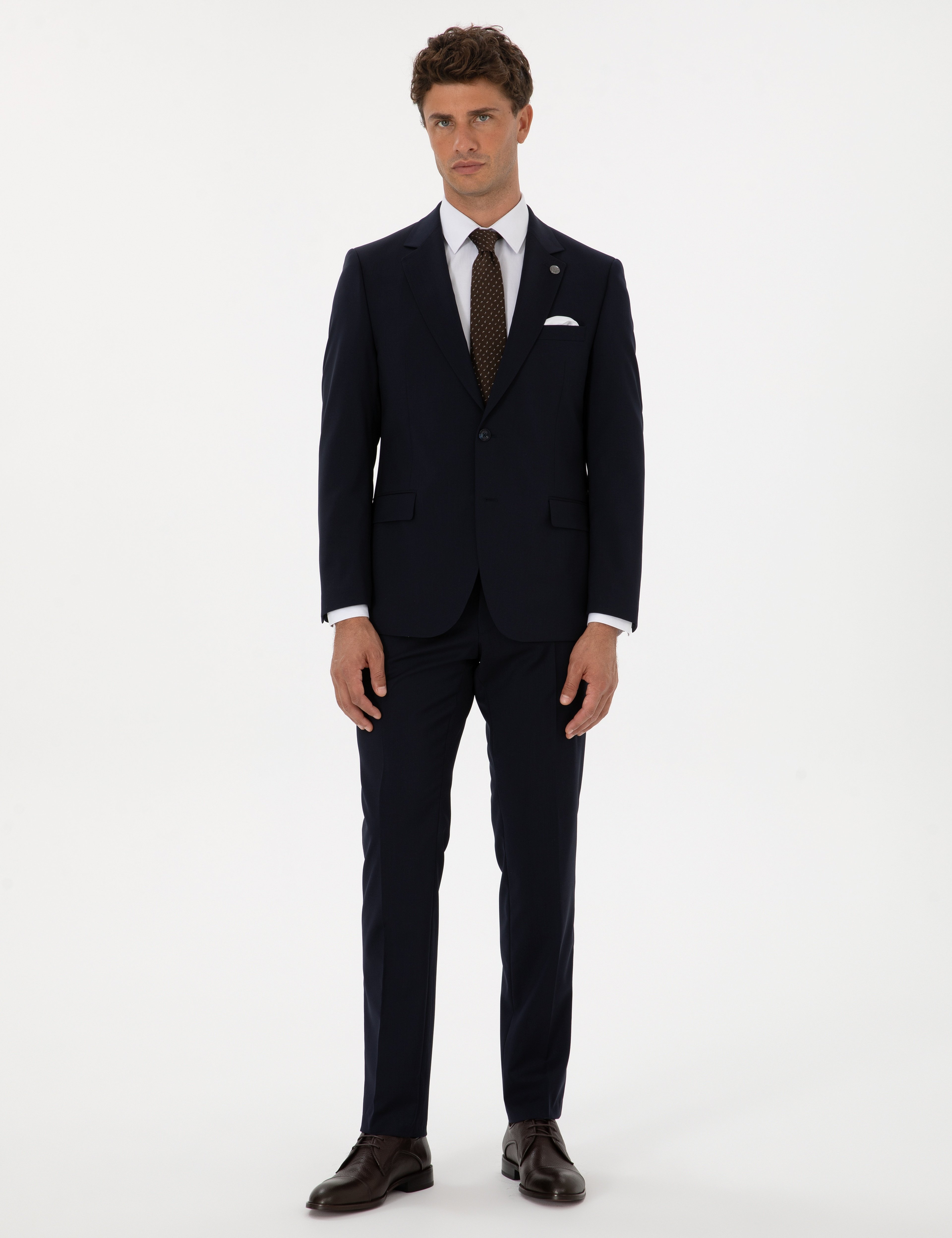 Lacivert Slim Fit %100 Yün Takım Elbise - Image 1