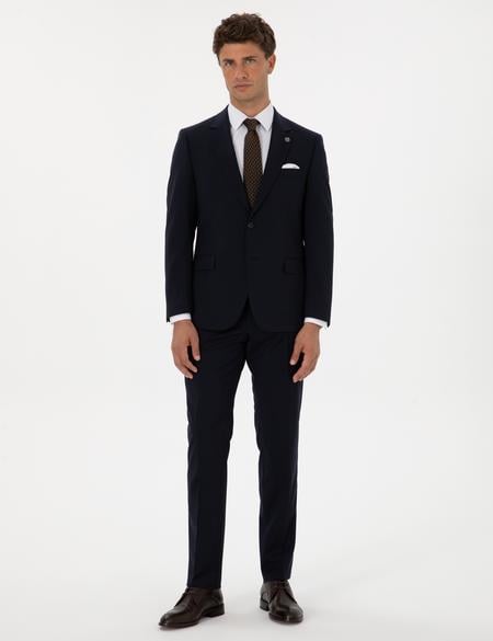 Lacivert Slim Fit %100 Yün Takım Elbise - 50313966056