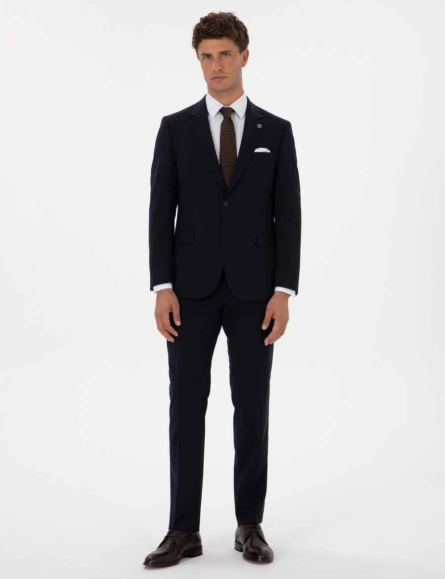 Lacivert Slim Fit %100 Yün Takım Elbise