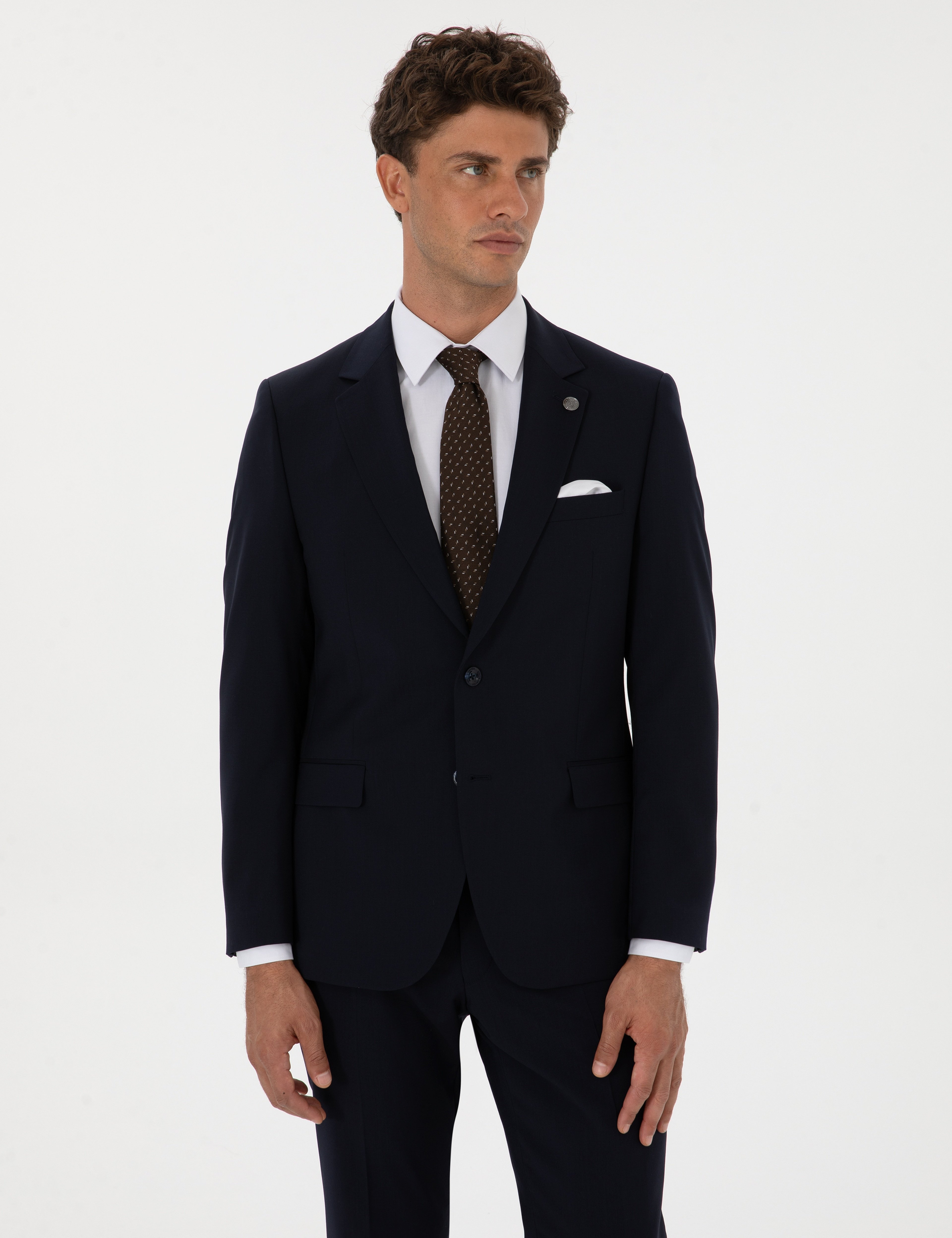 Lacivert Slim Fit %100 Yün Takım Elbise - Image 3