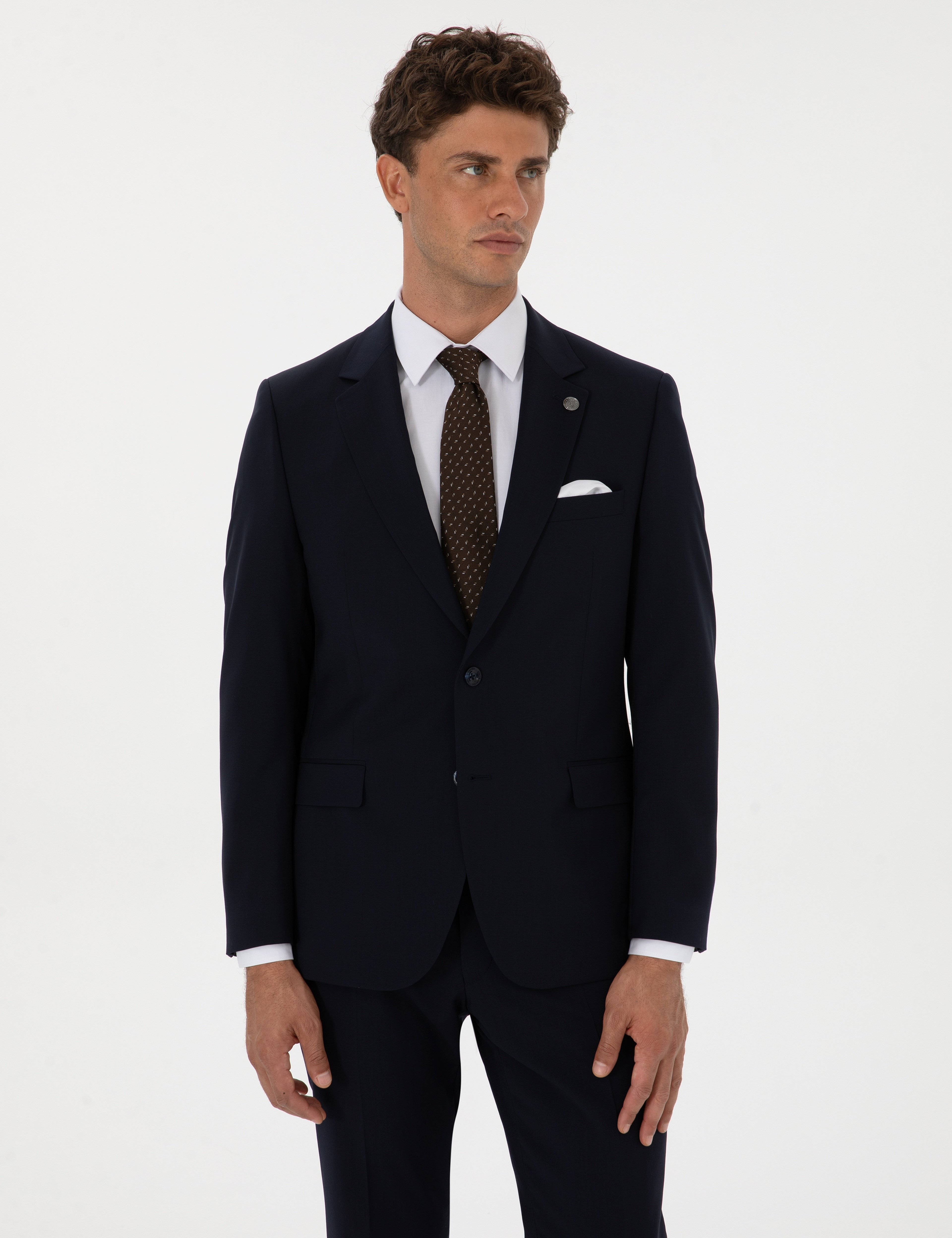 Lacivert Slim Fit %100 Yün Takım Elbise