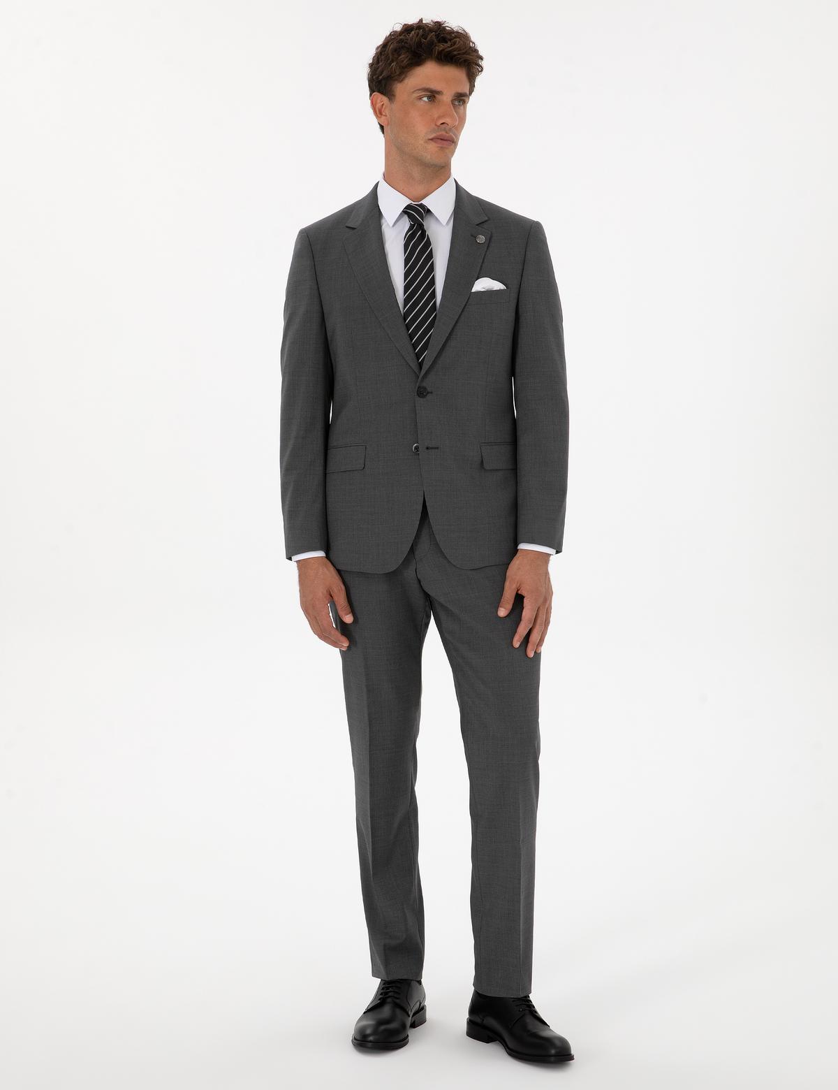 Füme Slim Fit %100 Yün Takım Elbise