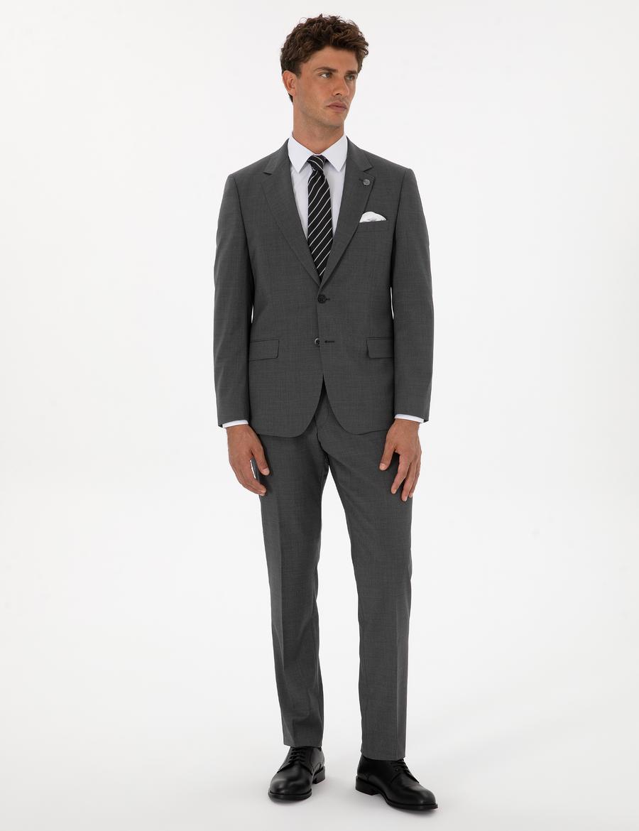 Füme Slim Fit %100 Yün Takım Elbise