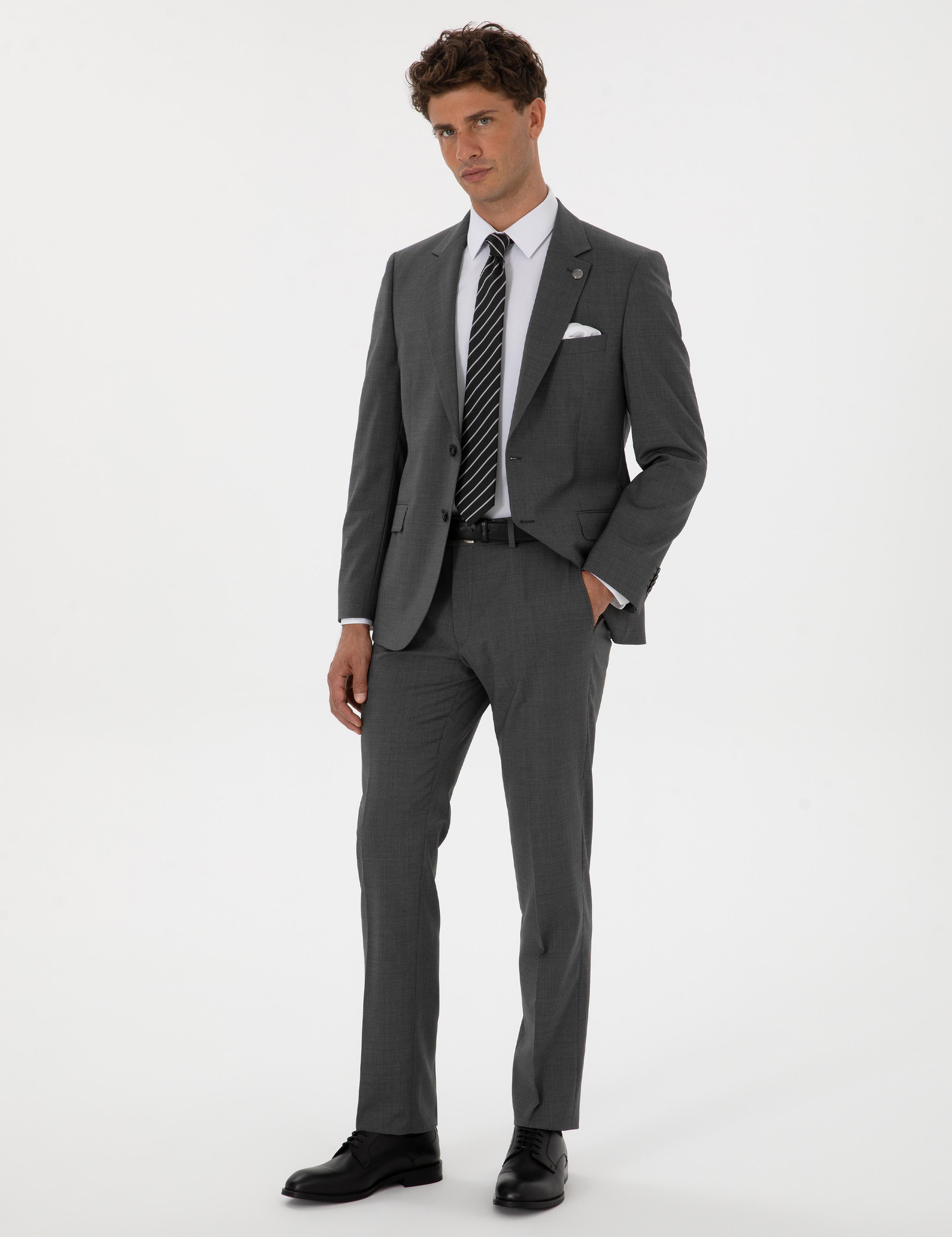 Füme Slim Fit %100 Yün Takım Elbise