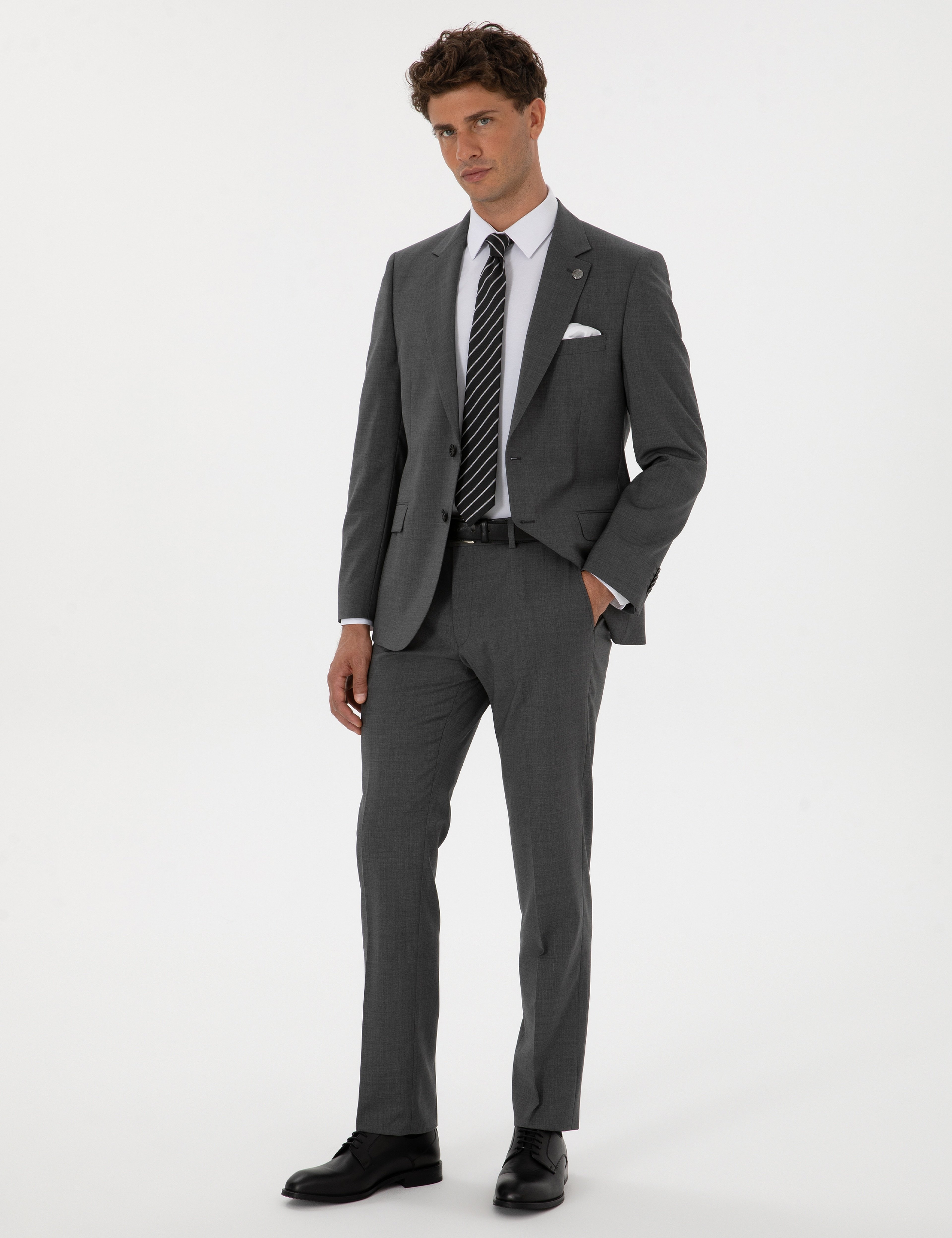 Füme Slim Fit %100 Yün Takım Elbise - Image 4