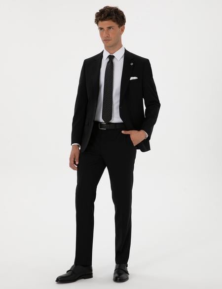 Siyah Slim Fit %100 Yün Takım Elbise - 50313966008