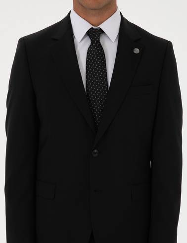 Siyah Slim Fit %100 Yün Takım Elbise