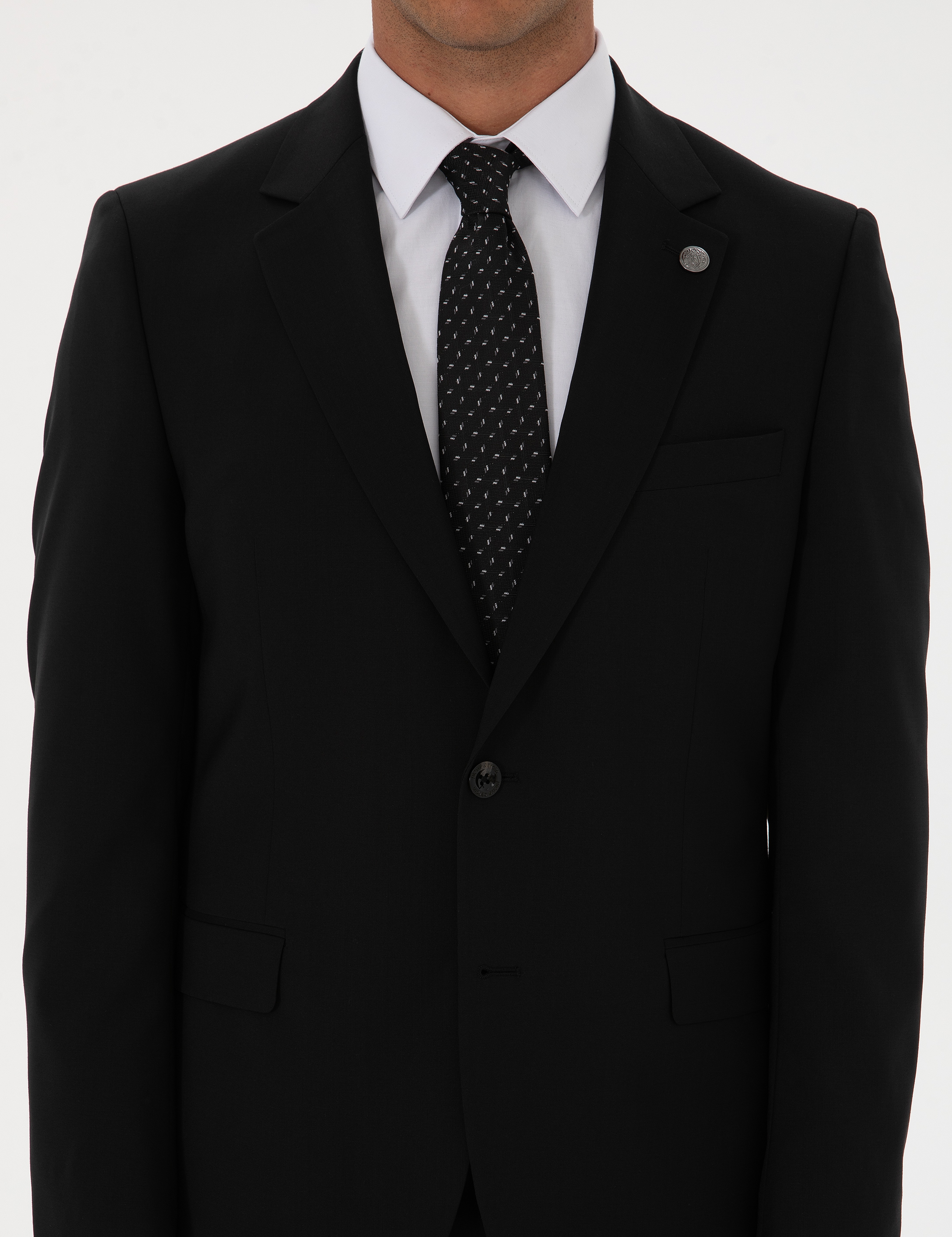 Siyah Slim Fit %100 Yün Takım Elbise