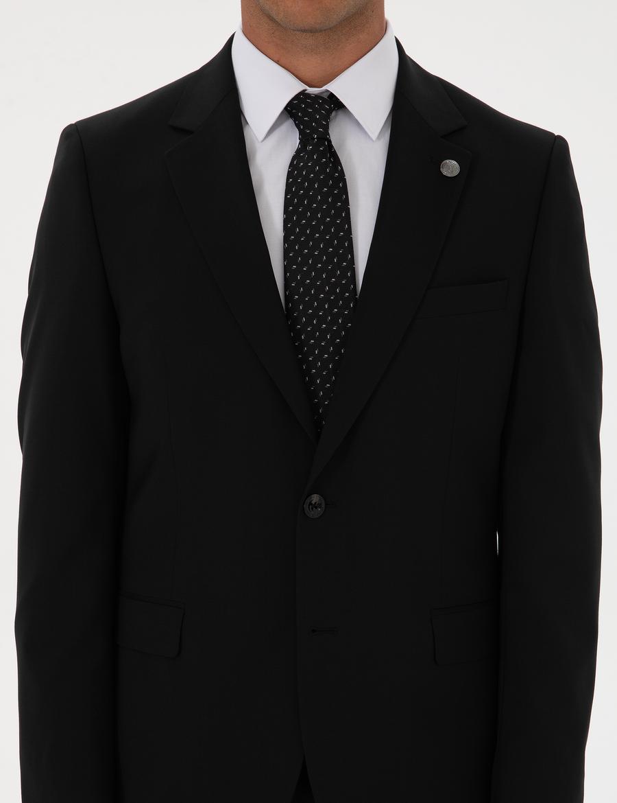 Siyah Slim Fit %100 Yün Takım Elbise