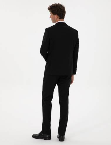 Siyah Slim Fit %100 Yün Takım Elbise