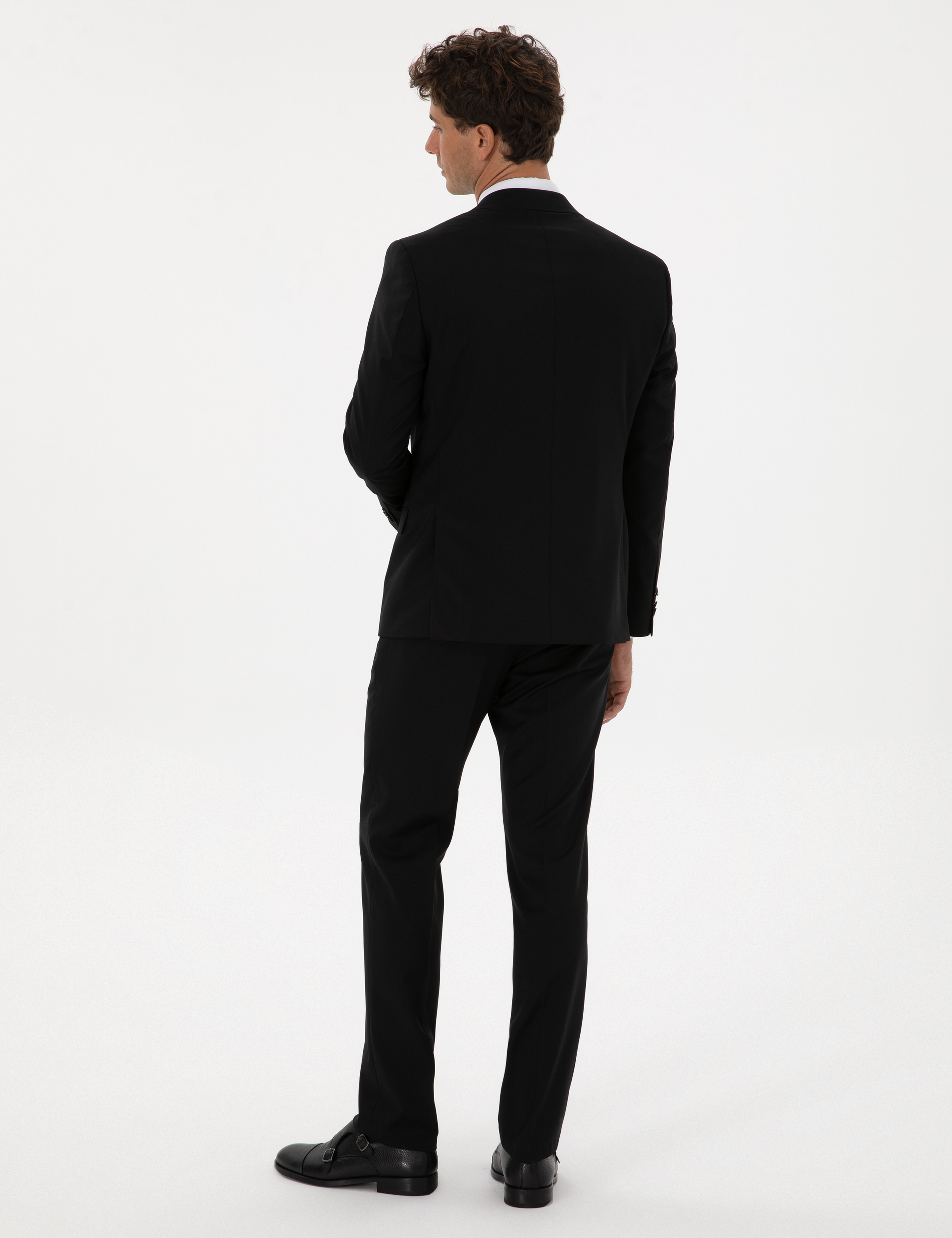 Siyah Slim Fit %100 Yün Takım Elbise