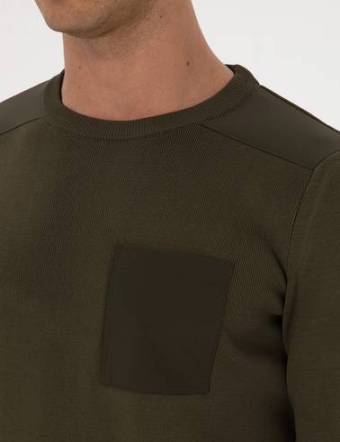 Koyu Haki Regular Fit Bisiklet Yaka Triko Kazak