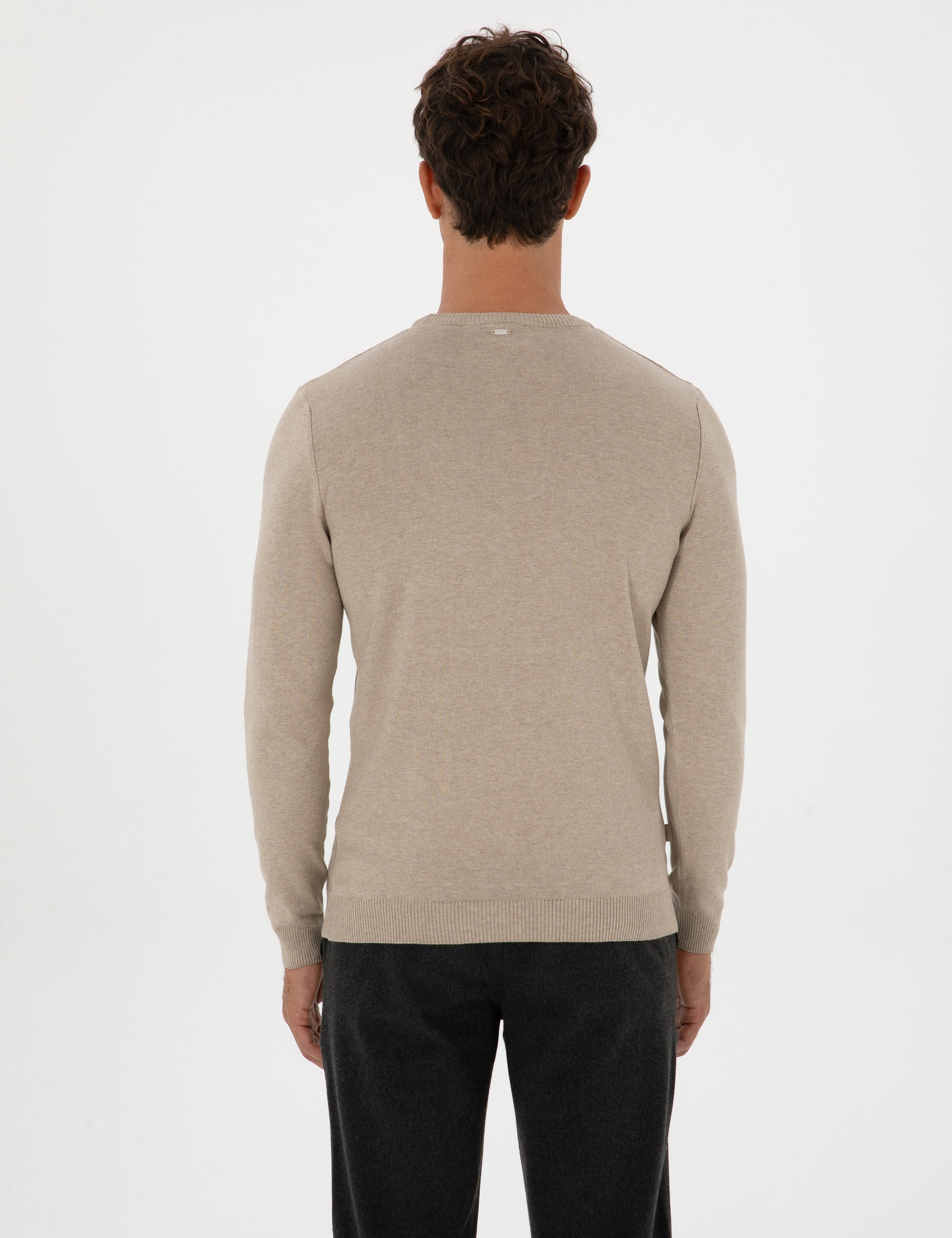 Kum Melanj Slim Fit Bisiklet Yaka Triko Kazak