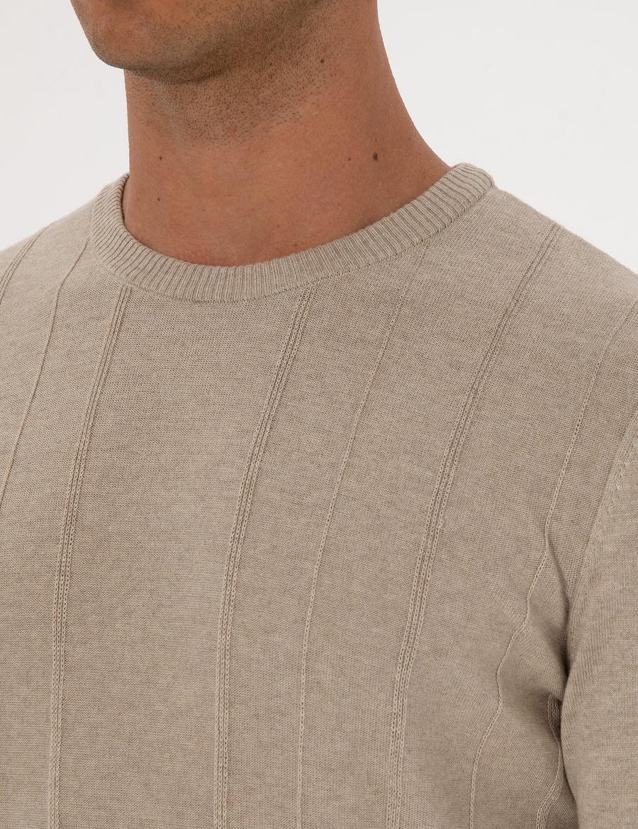 Kum Melanj Slim Fit Bisiklet Yaka Triko Kazak