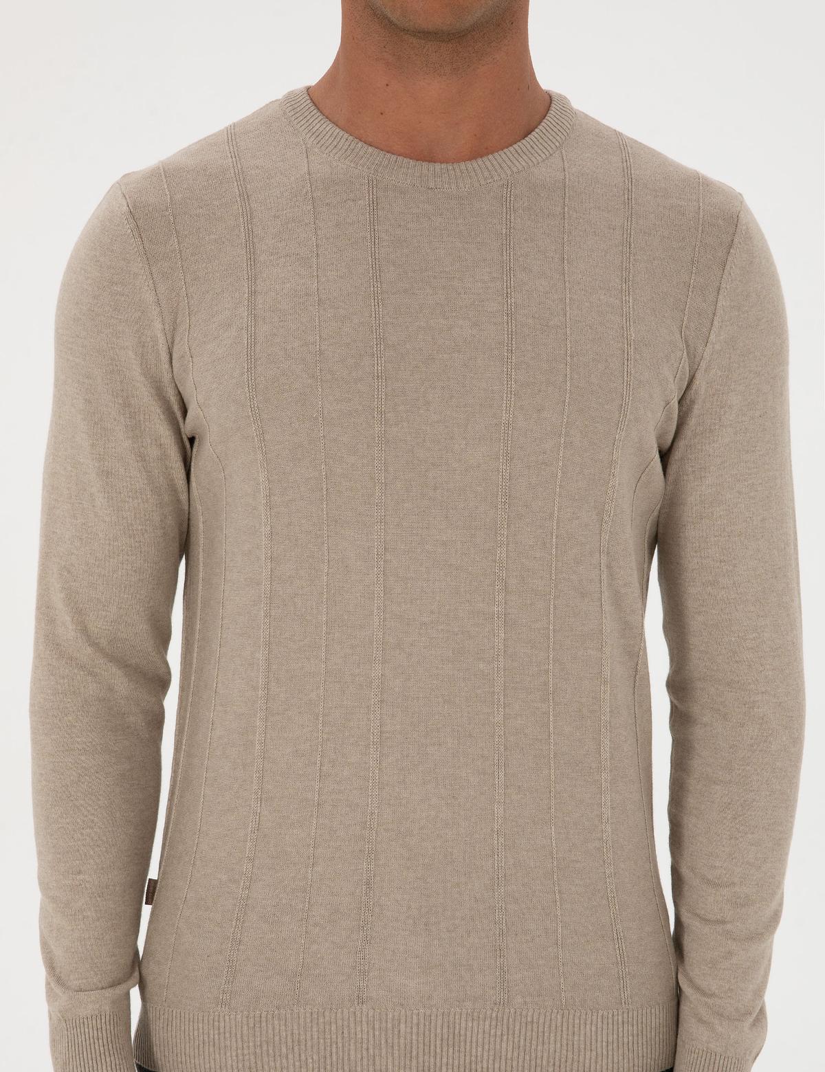 Kum Melanj Slim Fit Bisiklet Yaka Triko Kazak - 50315584031