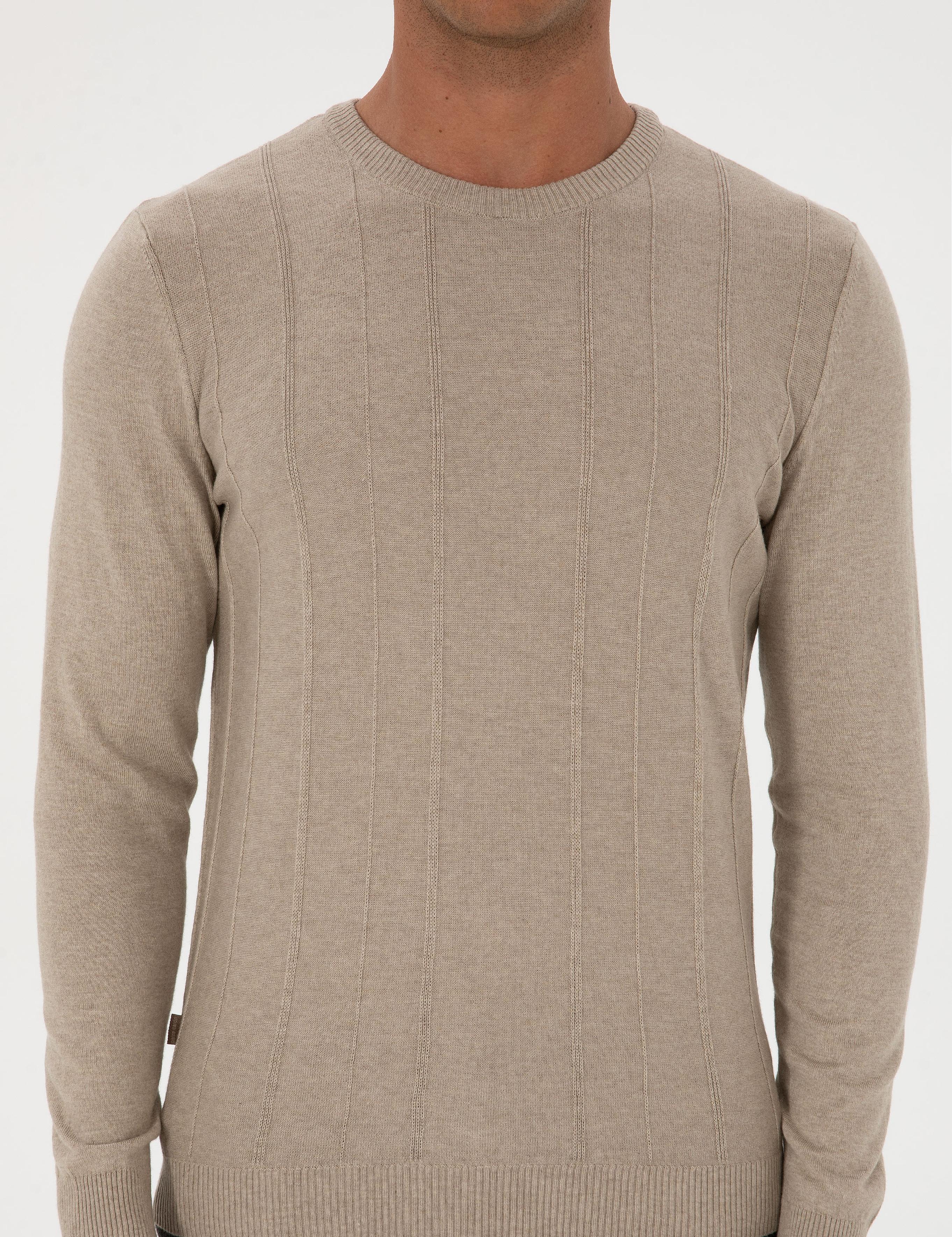 Kum Melanj Slim Fit Bisiklet Yaka Triko Kazak