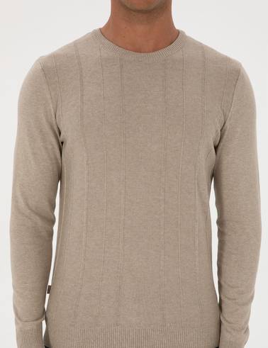 Kum Melanj Slim Fit Bisiklet Yaka Triko Kazak