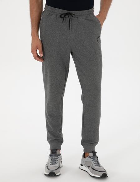 Antrasit Melanj Slim Fit 3 İplik Paçası Lastikli Eşofman Altı - 50317676019