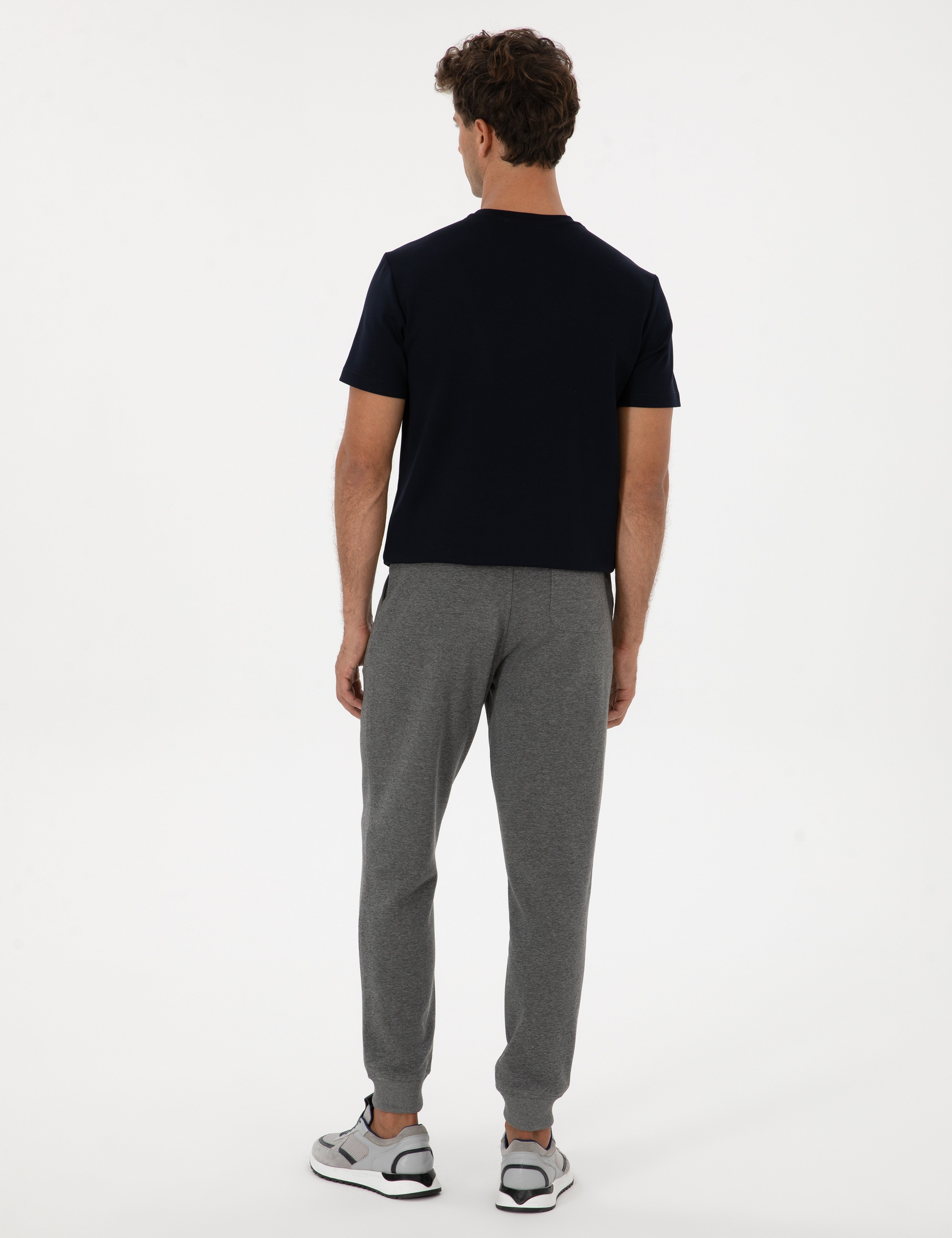 Antrasit Melanj Slim Fit 3 İplik Paçası Lastikli Eşofman Altı - Image 4