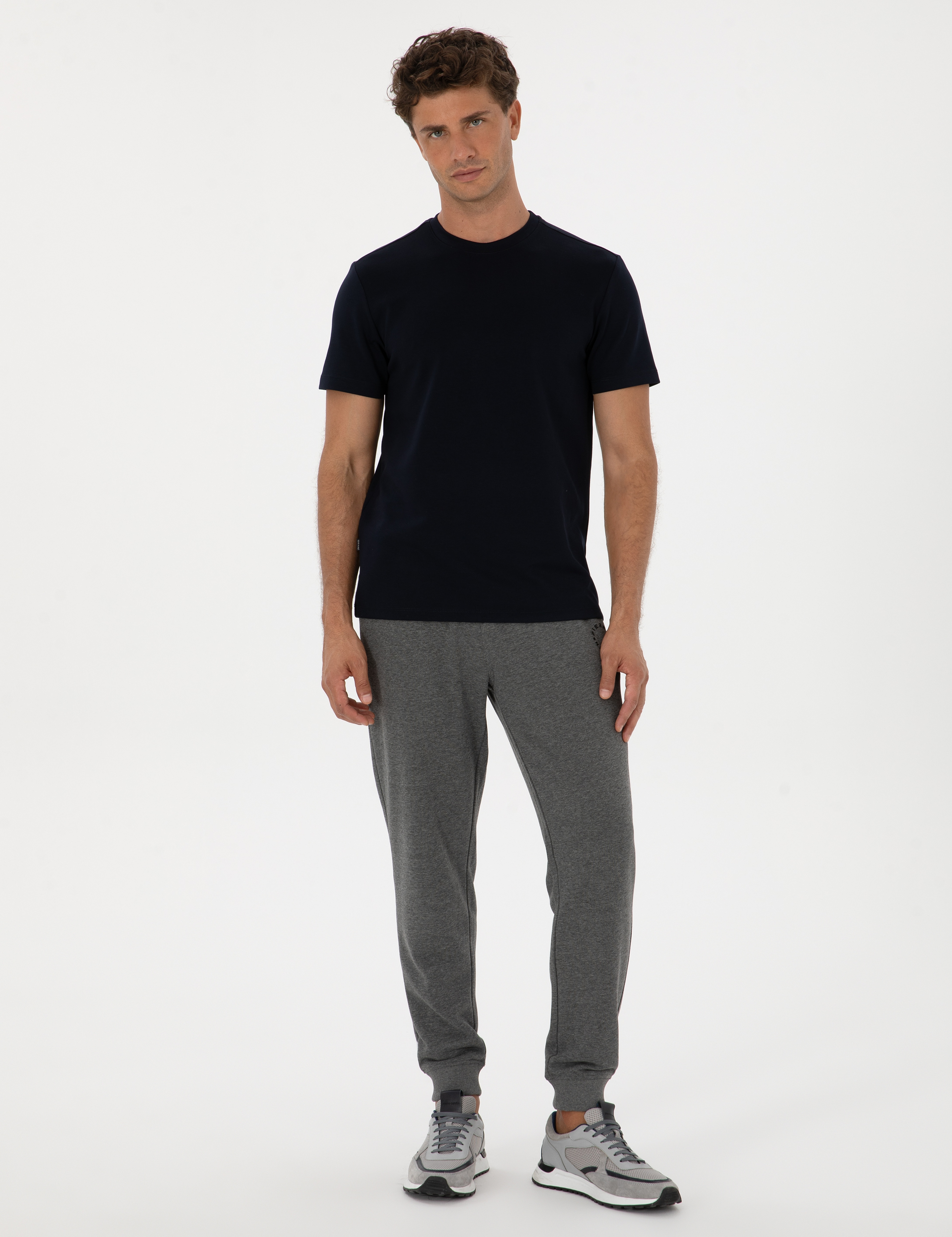 Antrasit Melanj Slim Fit 3 İplik Paçası Lastikli Eşofman Altı - Image 3