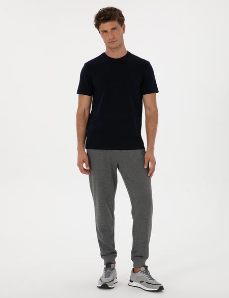 Antrasit Melanj Slim Fit 3 İplik Paçası Lastikli Eşofman Altı - 50317676019