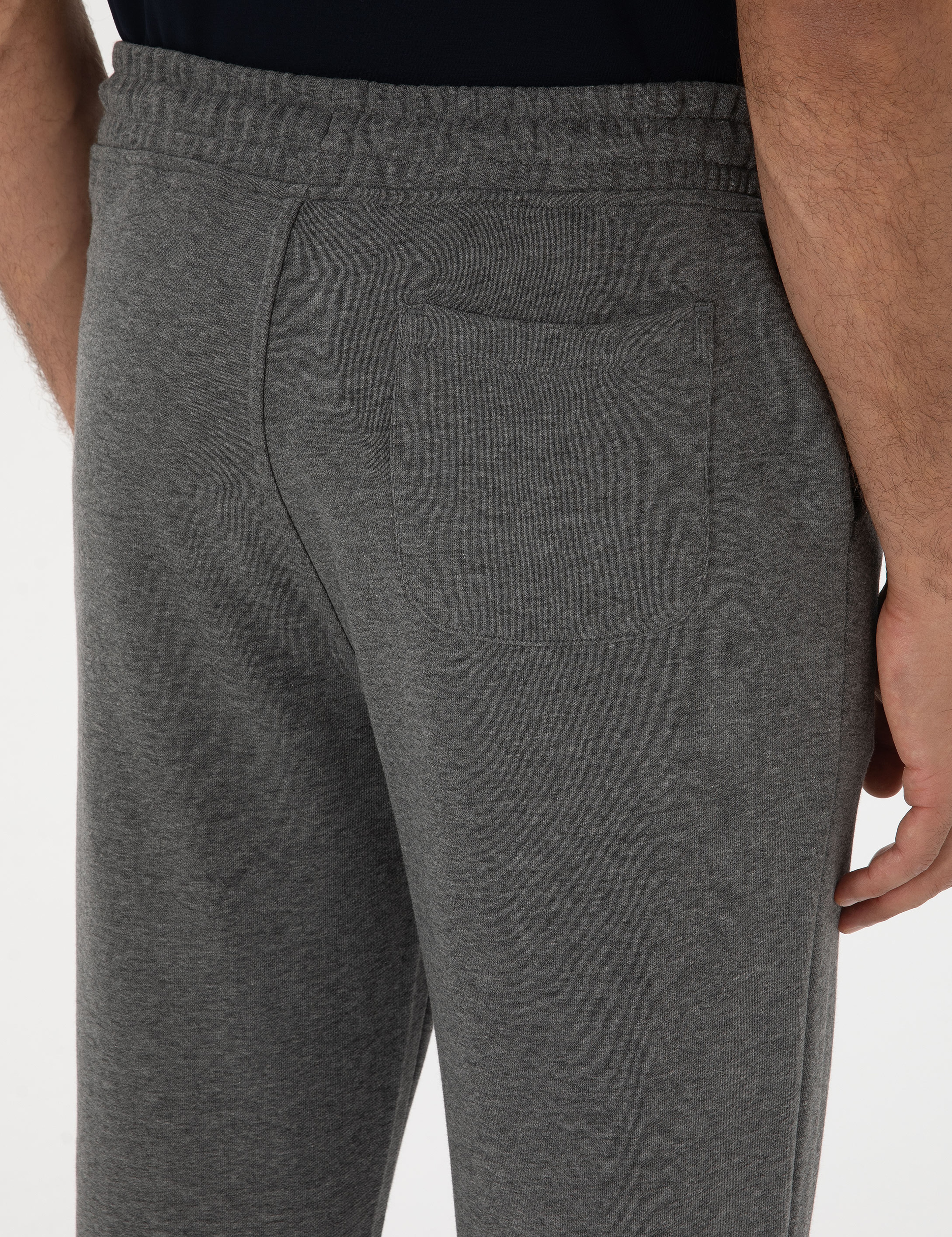 Antrasit Melanj Slim Fit 3 İplik Paçası Lastikli Eşofman Altı - Image 6