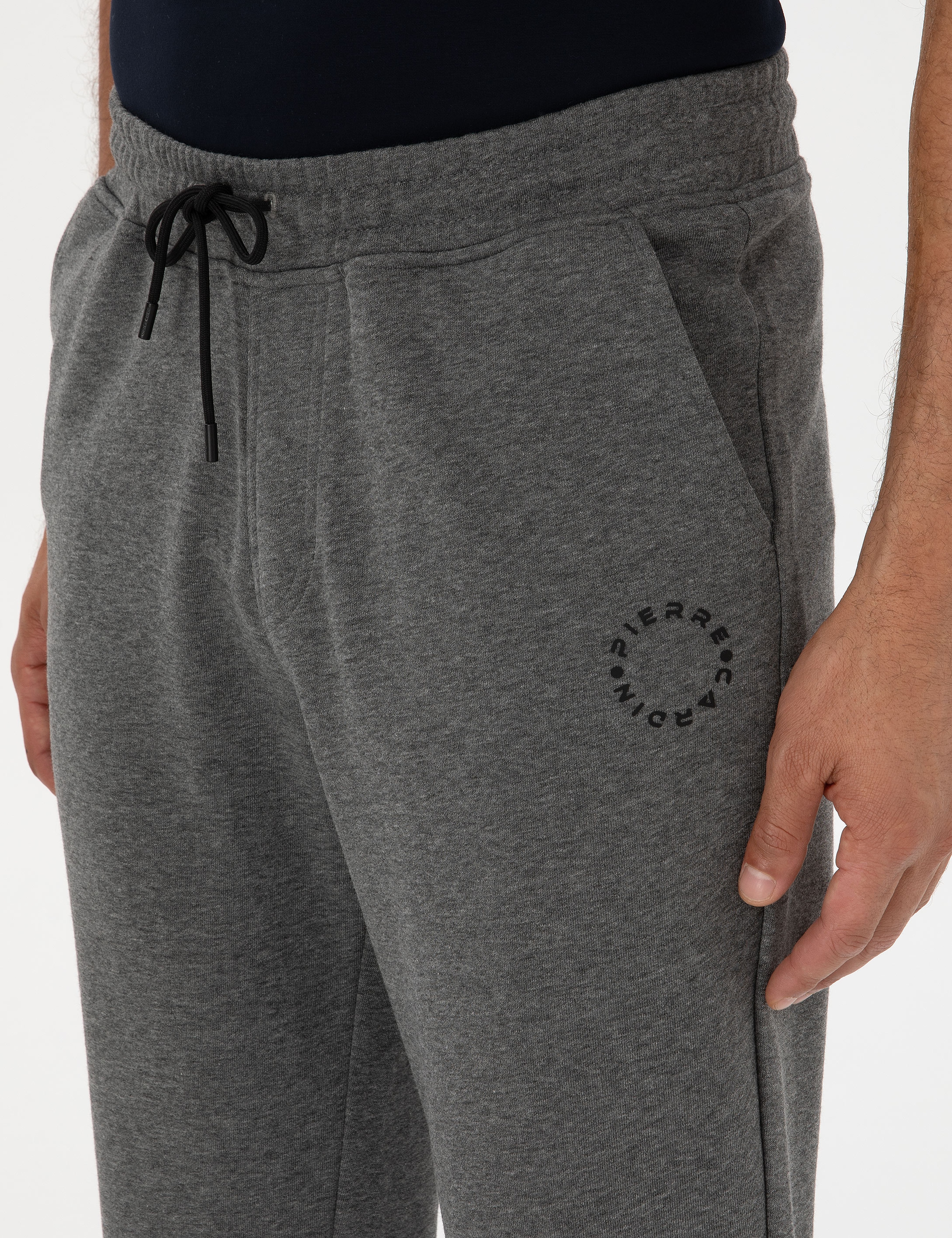 Antrasit Melanj Slim Fit 3 İplik Paçası Lastikli Eşofman Altı - Image 5