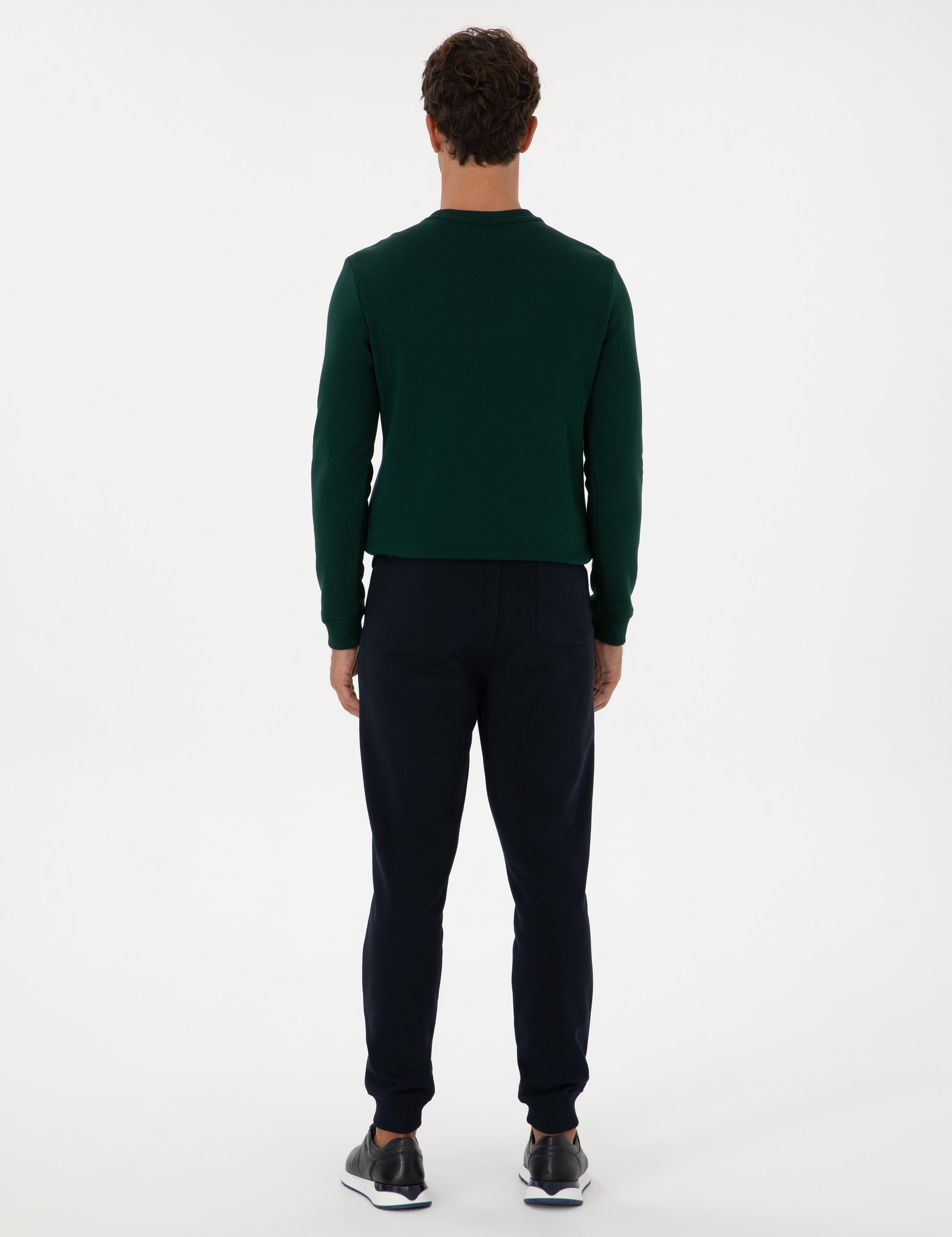 Lacivert Slim Fit 3 İplik Paçası Lastikli Eşofman Altı