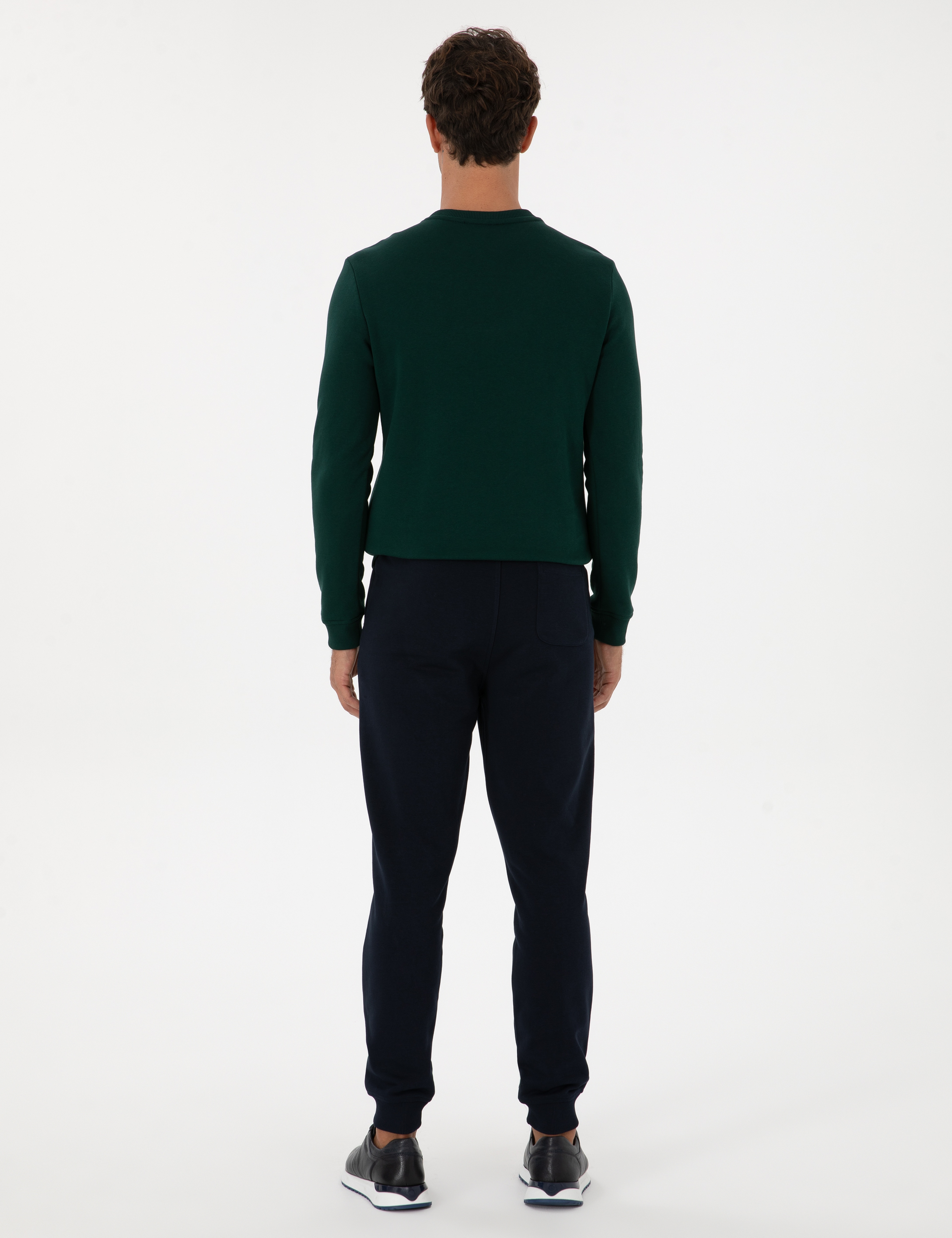 Lacivert Slim Fit 3 İplik Paçası Lastikli Eşofman Altı - Image 4