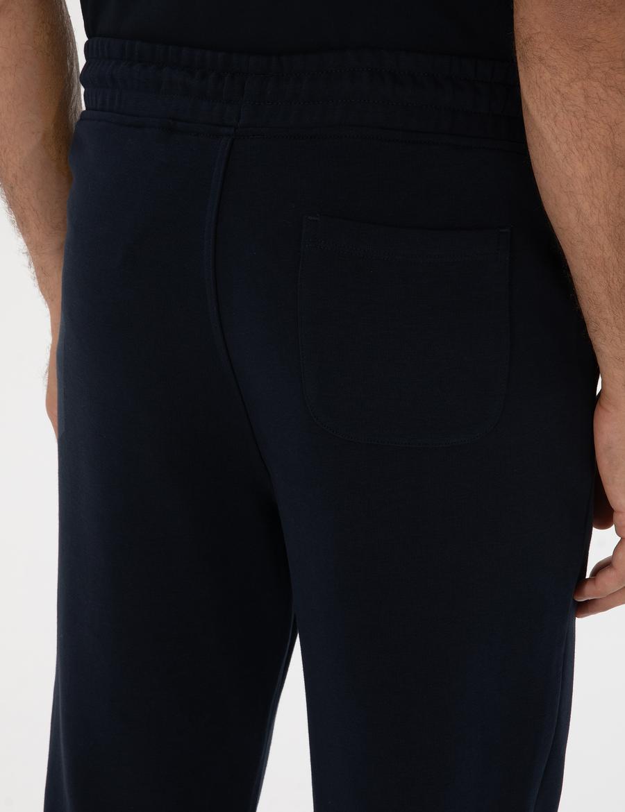 Lacivert Slim Fit 3 İplik Paçası Lastikli Eşofman Altı