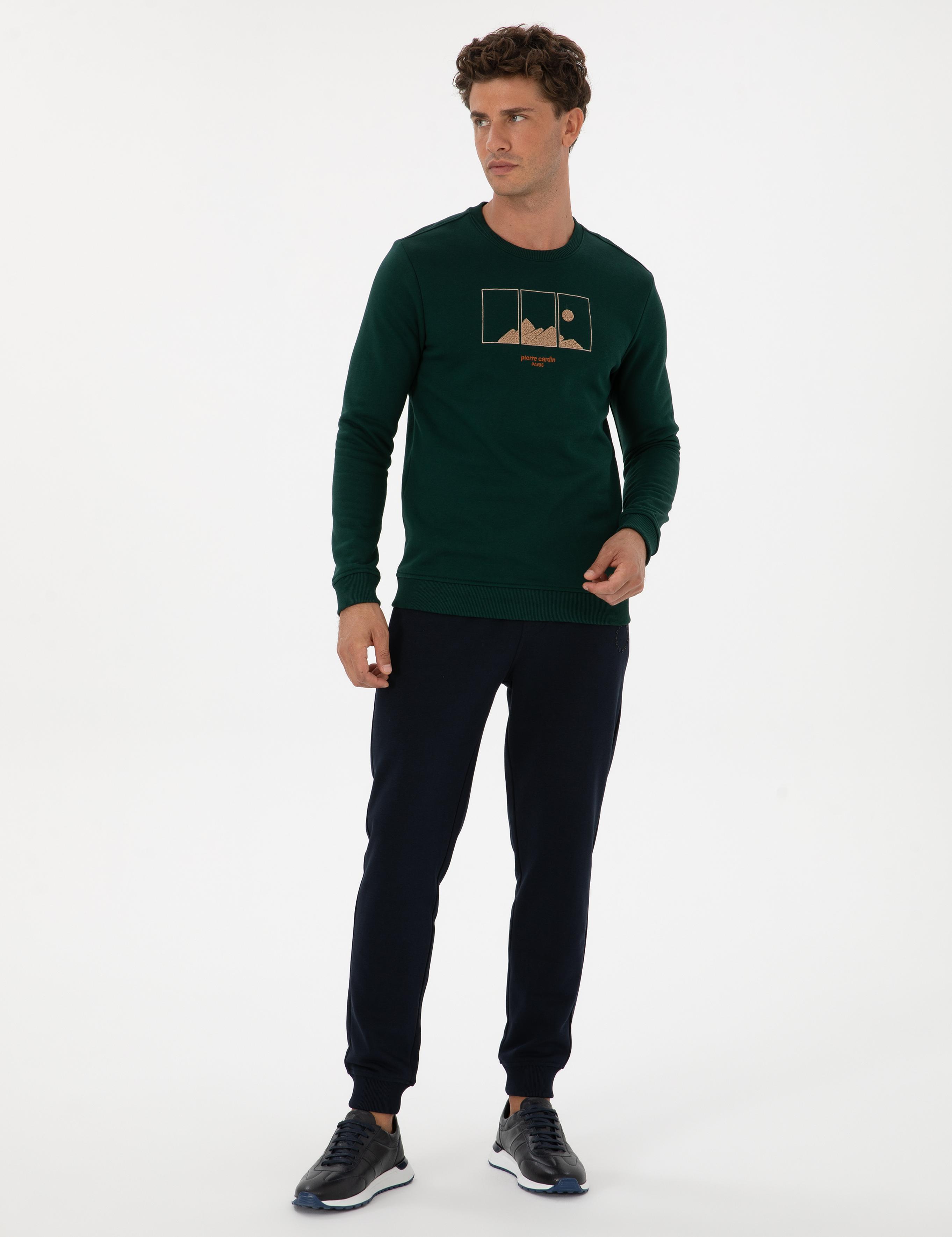 Lacivert Slim Fit 3 İplik Paçası Lastikli Eşofman Altı