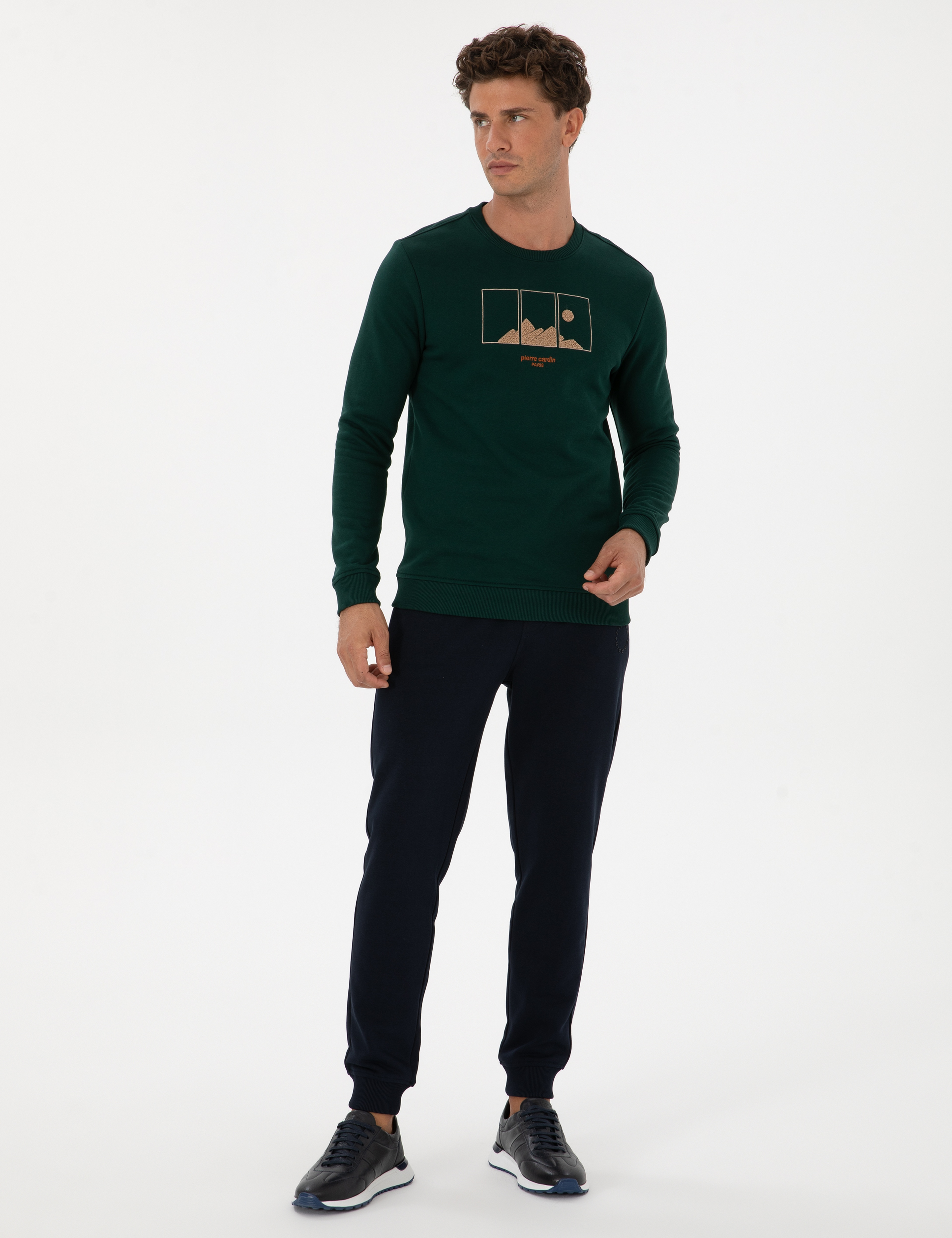 Lacivert Slim Fit 3 İplik Paçası Lastikli Eşofman Altı - Image 3