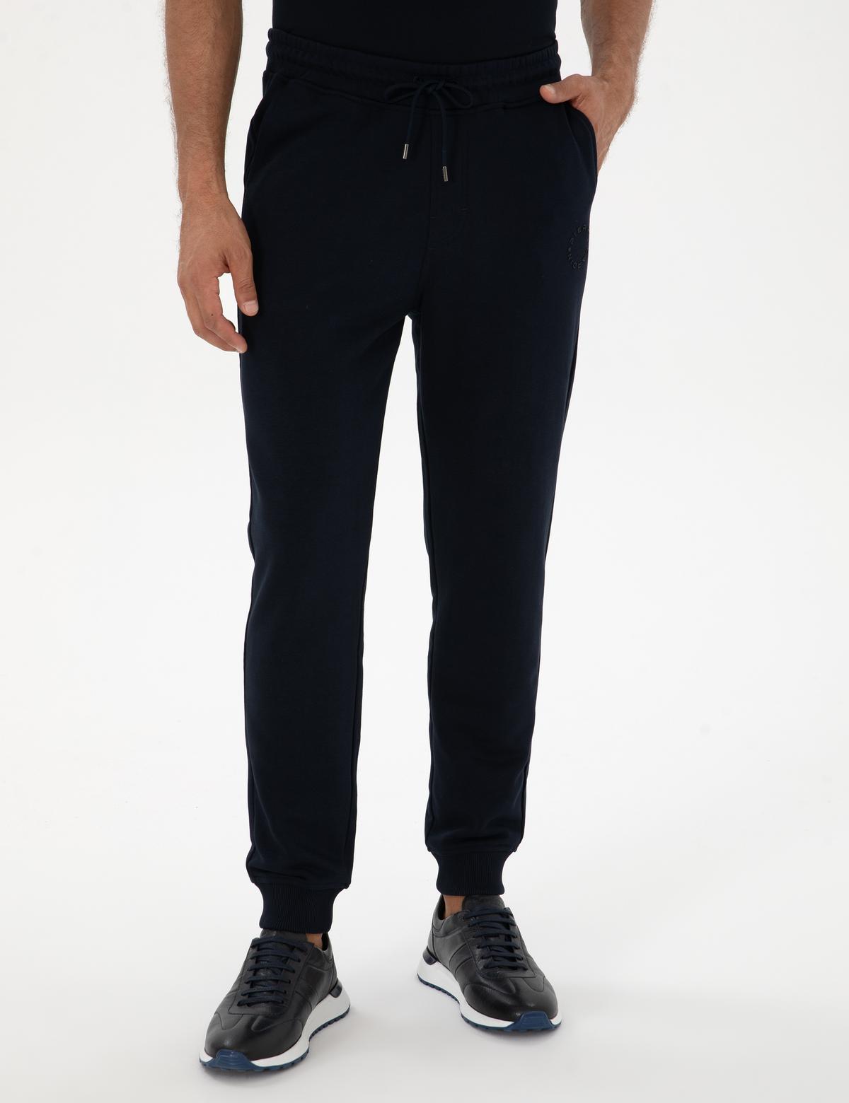 Lacivert Slim Fit 3 İplik Paçası Lastikli Eşofman Altı - 50317676015