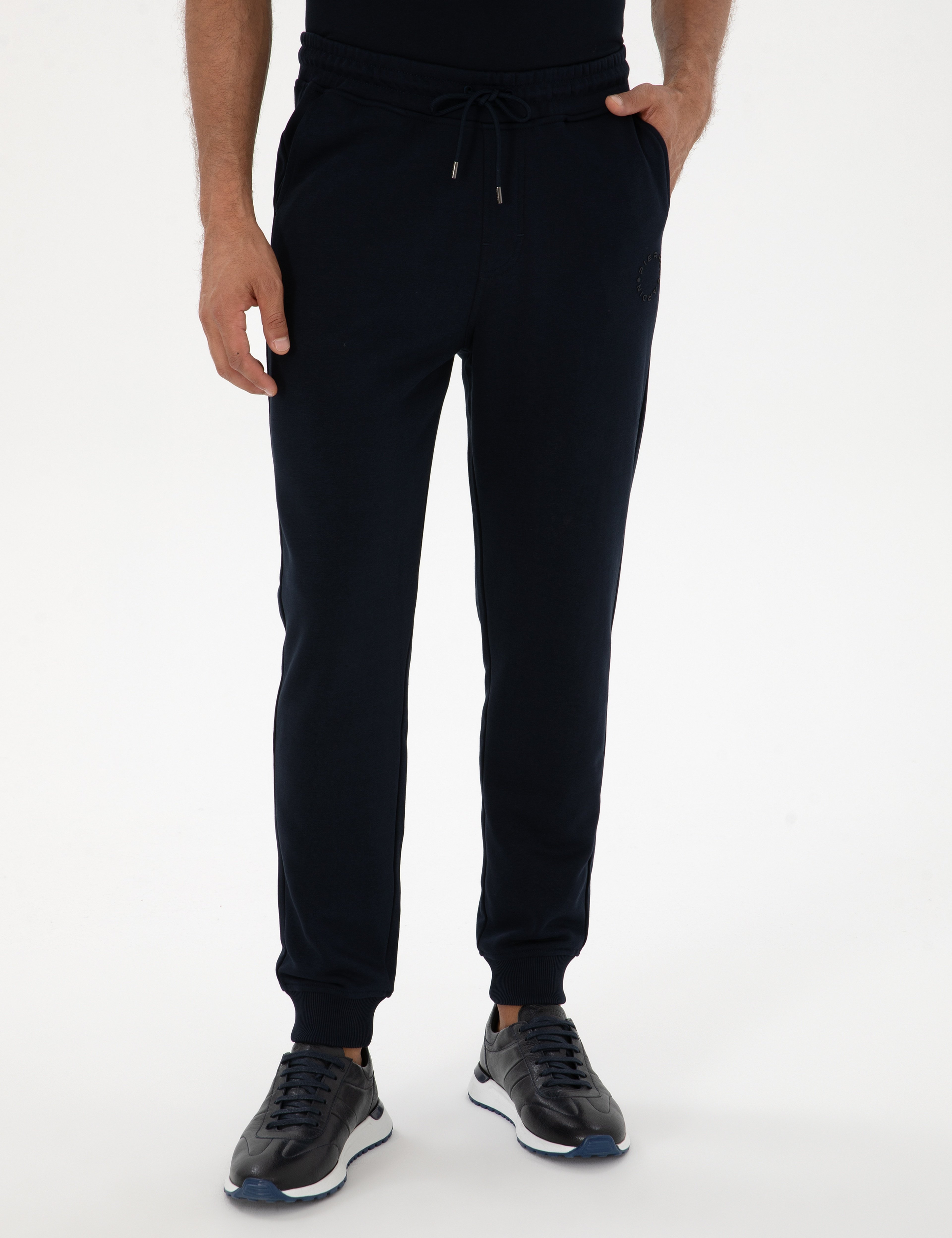 Lacivert Slim Fit 3 İplik Paçası Lastikli Eşofman Altı
