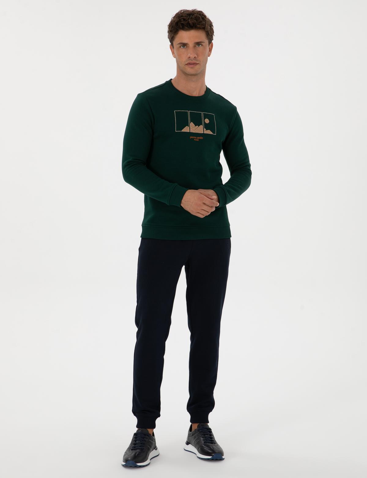 Lacivert Slim Fit 3 İplik Paçası Lastikli Eşofman Altı