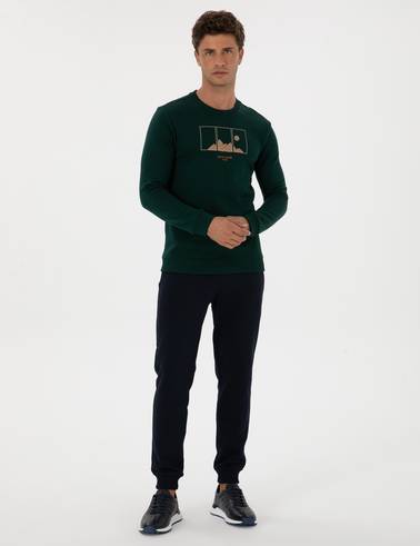 Lacivert Slim Fit 3 İplik Paçası Lastikli Eşofman Altı