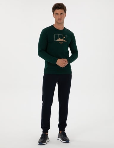 Lacivert Slim Fit 3 İplik Paçası Lastikli Eşofman Altı