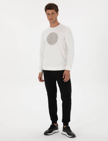 Siyah Slim Fit 3 İplik Paçası Lastikli Eşofman Altı
