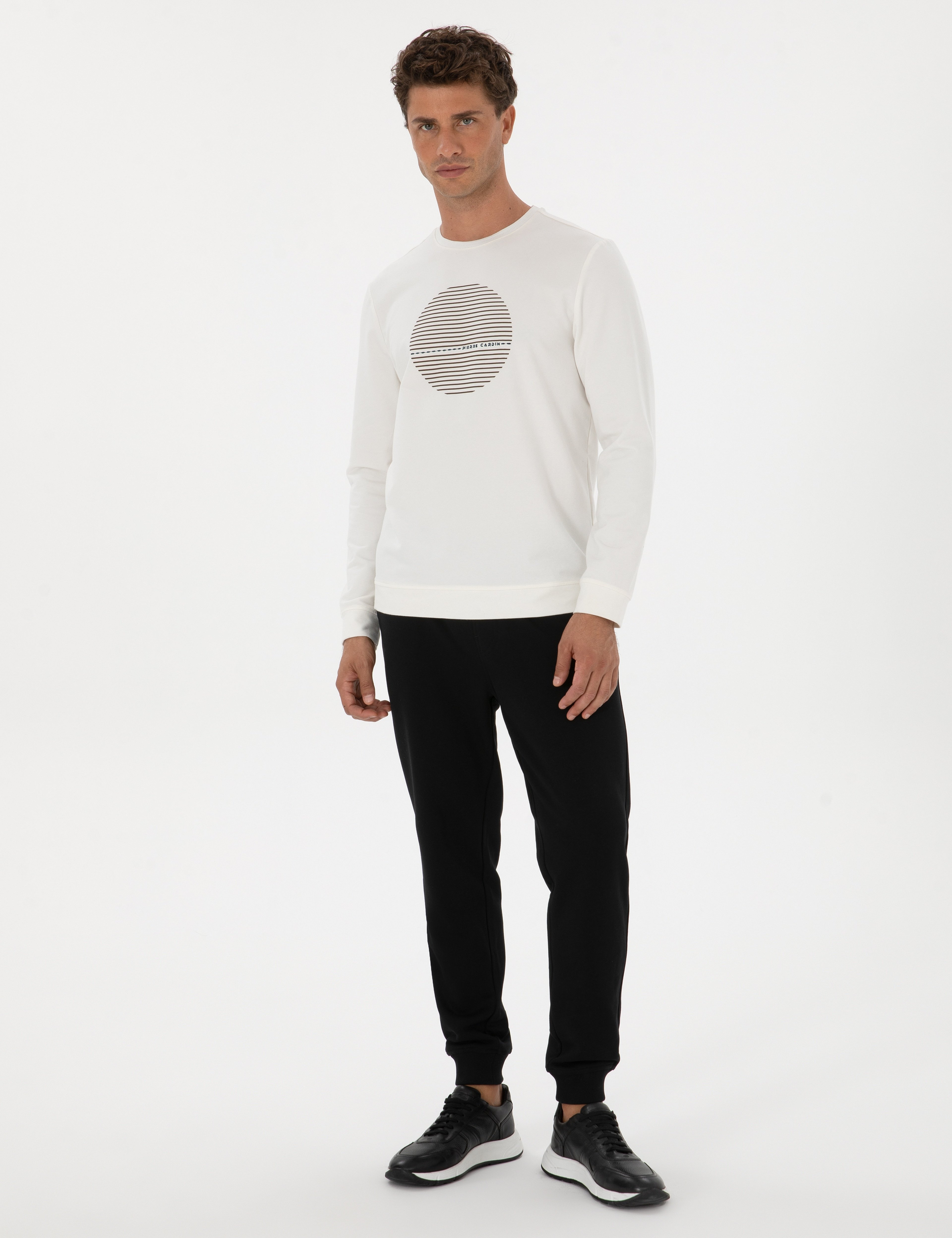 Siyah Slim Fit 3 İplik Paçası Lastikli Eşofman Altı