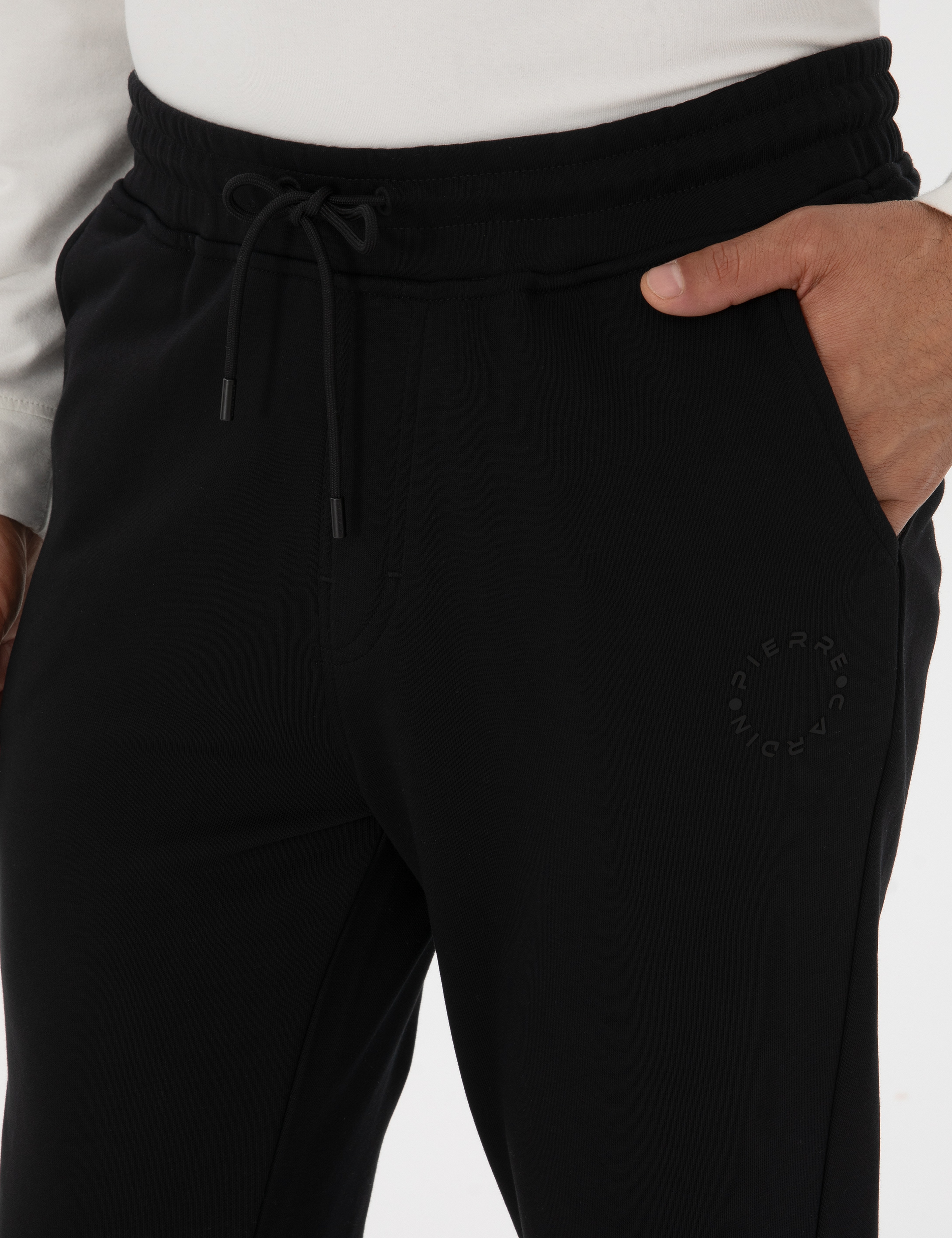 Siyah Slim Fit 3 İplik Paçası Lastikli Eşofman Altı - Image 5