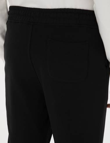 Siyah Slim Fit 3 İplik Paçası Lastikli Eşofman Altı