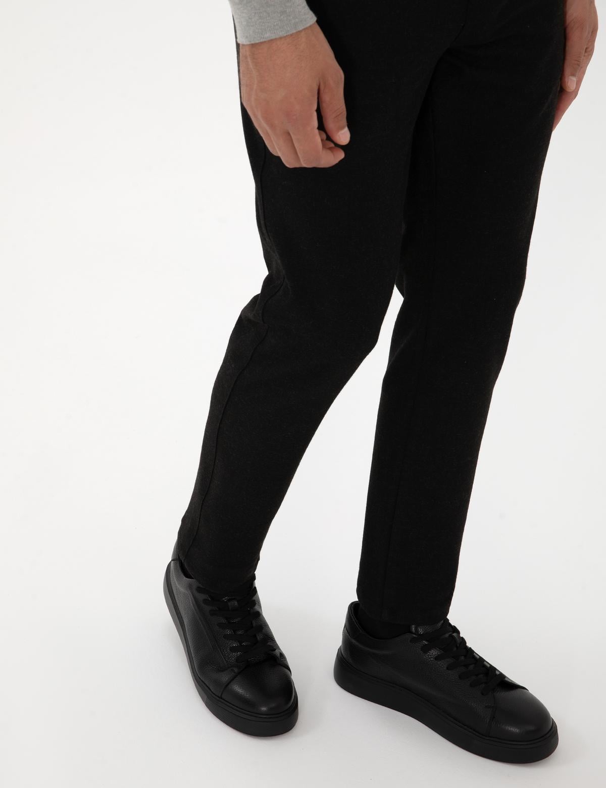 Siyah %100 Deri Casual Ayakkabı - 50315647012